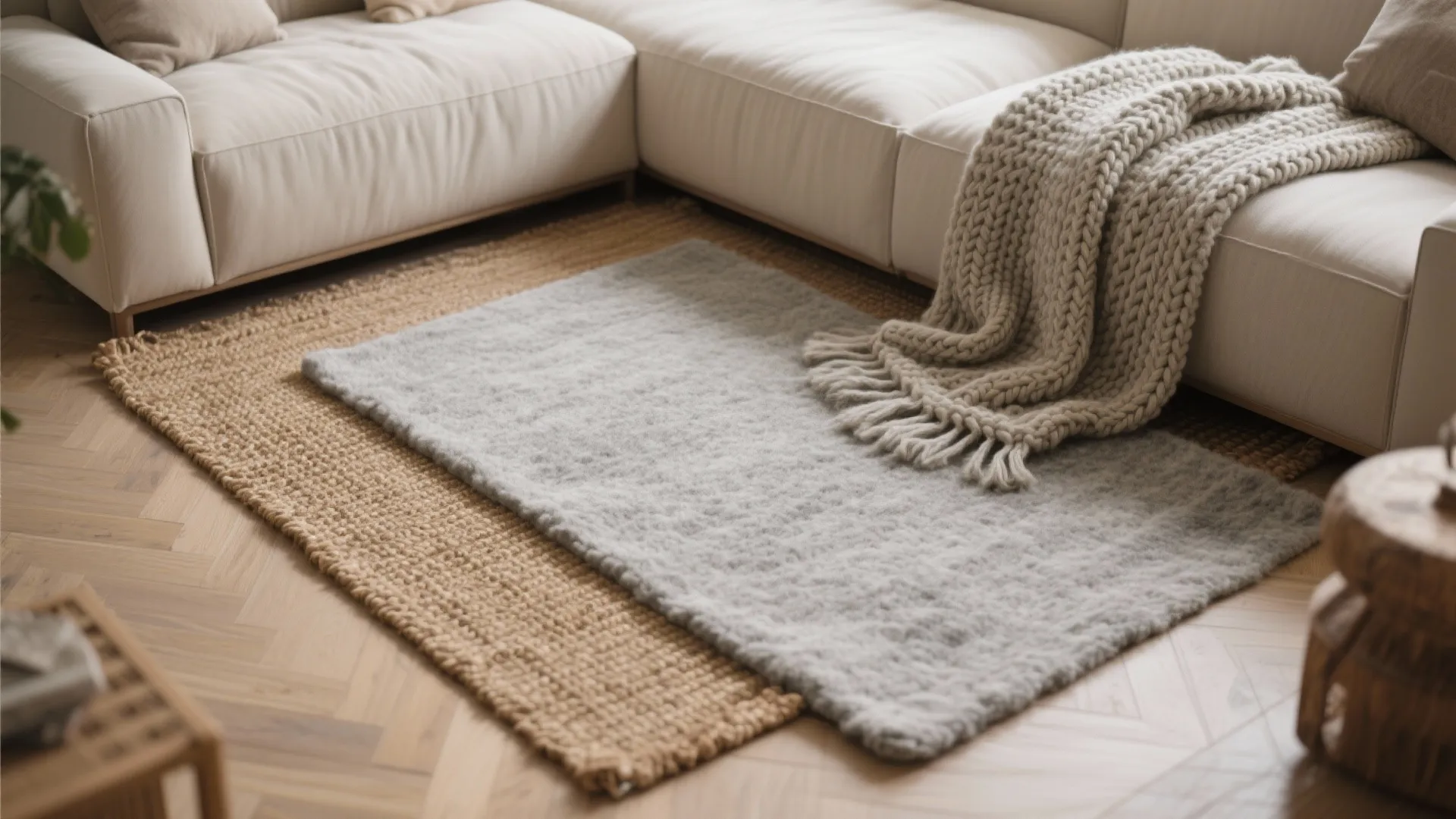 2. Layered Textures in Rugs and Throws