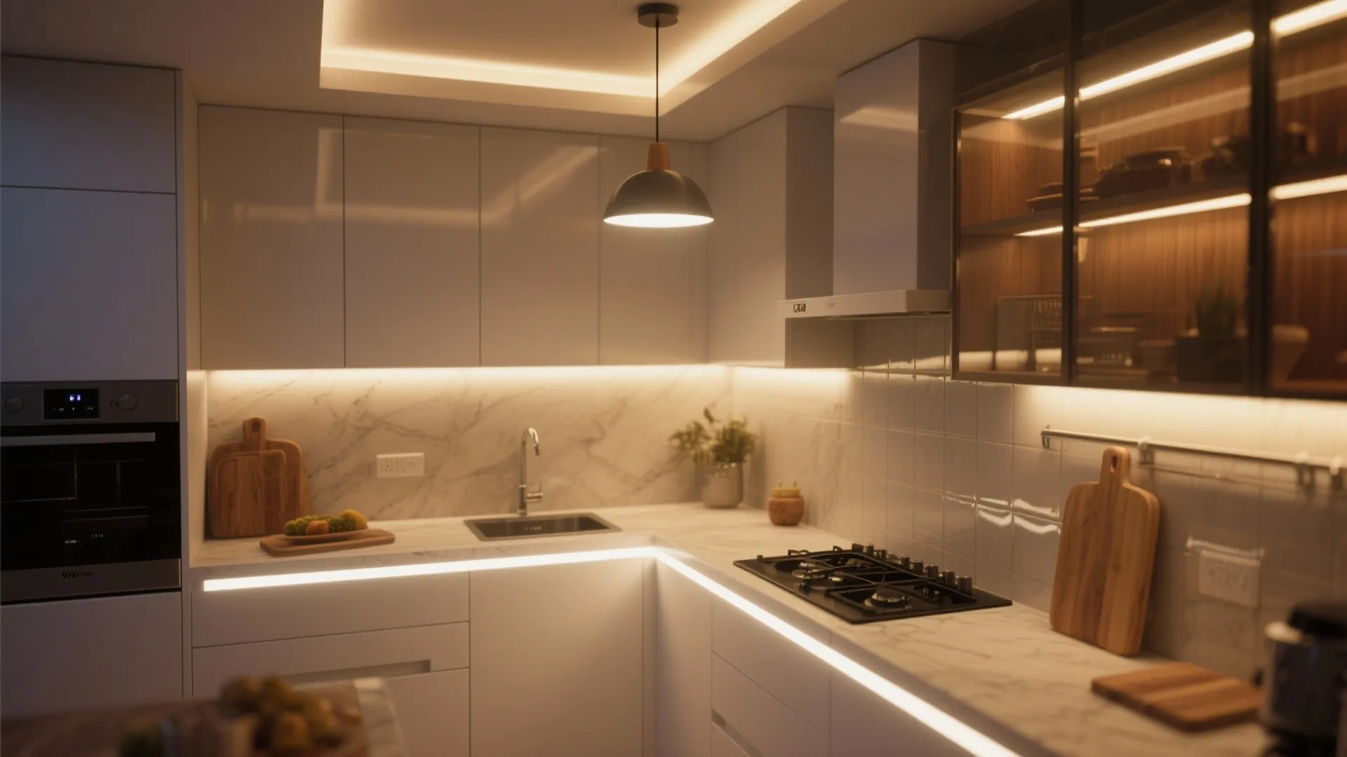 Task lighting layered with ambient glow