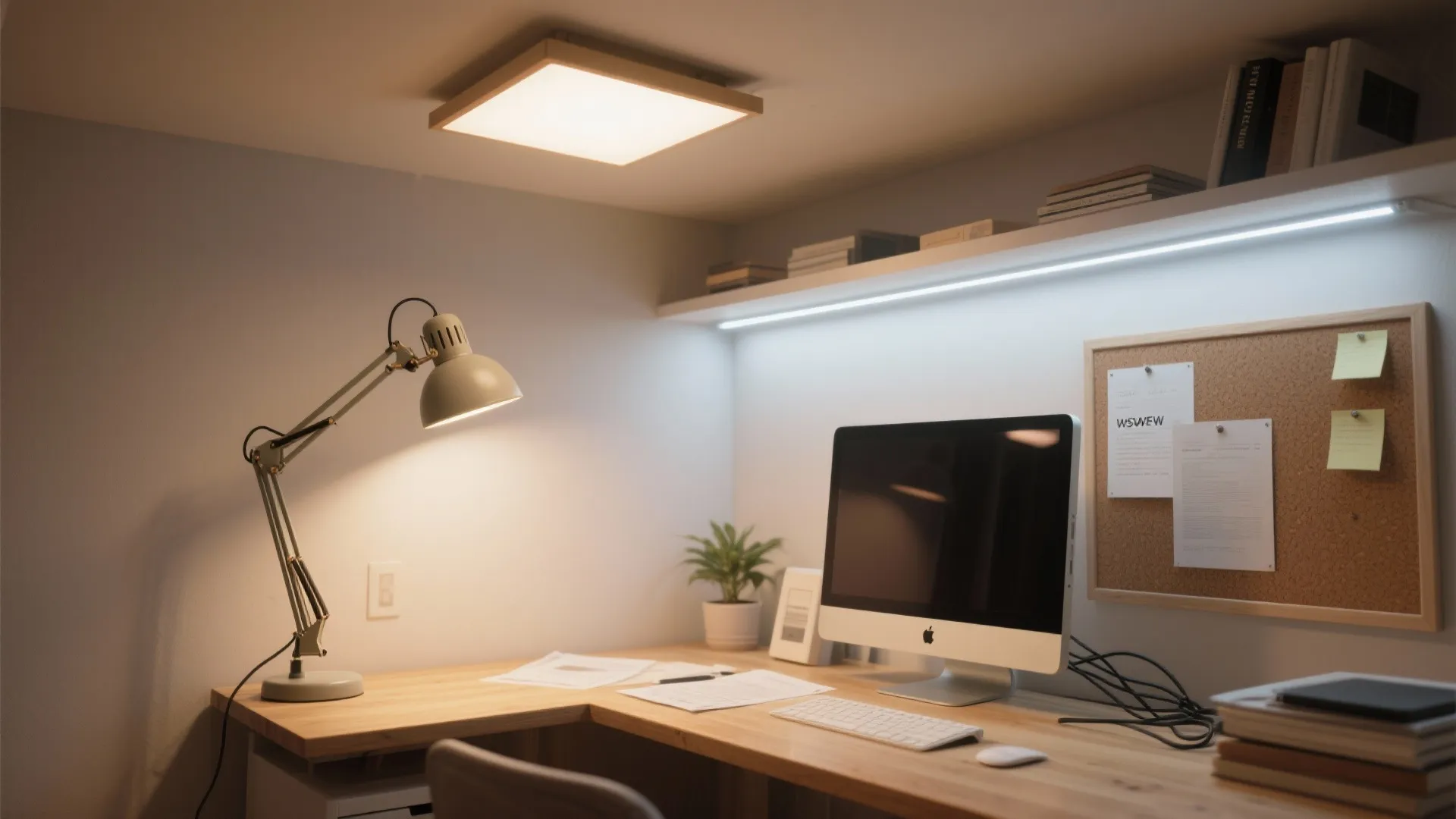 Task lighting layers that fight eye strain