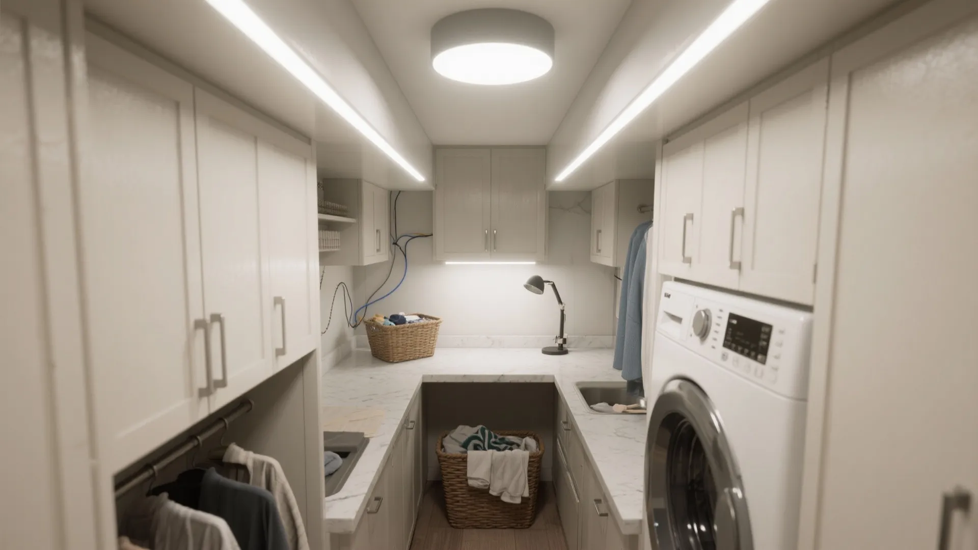 1. Layered lighting with task-focused fixtures