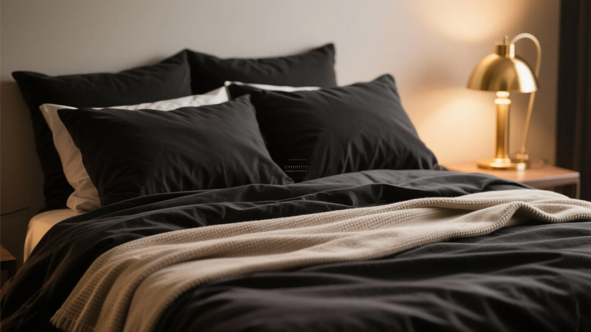 5. Layered textiles and gold lighting