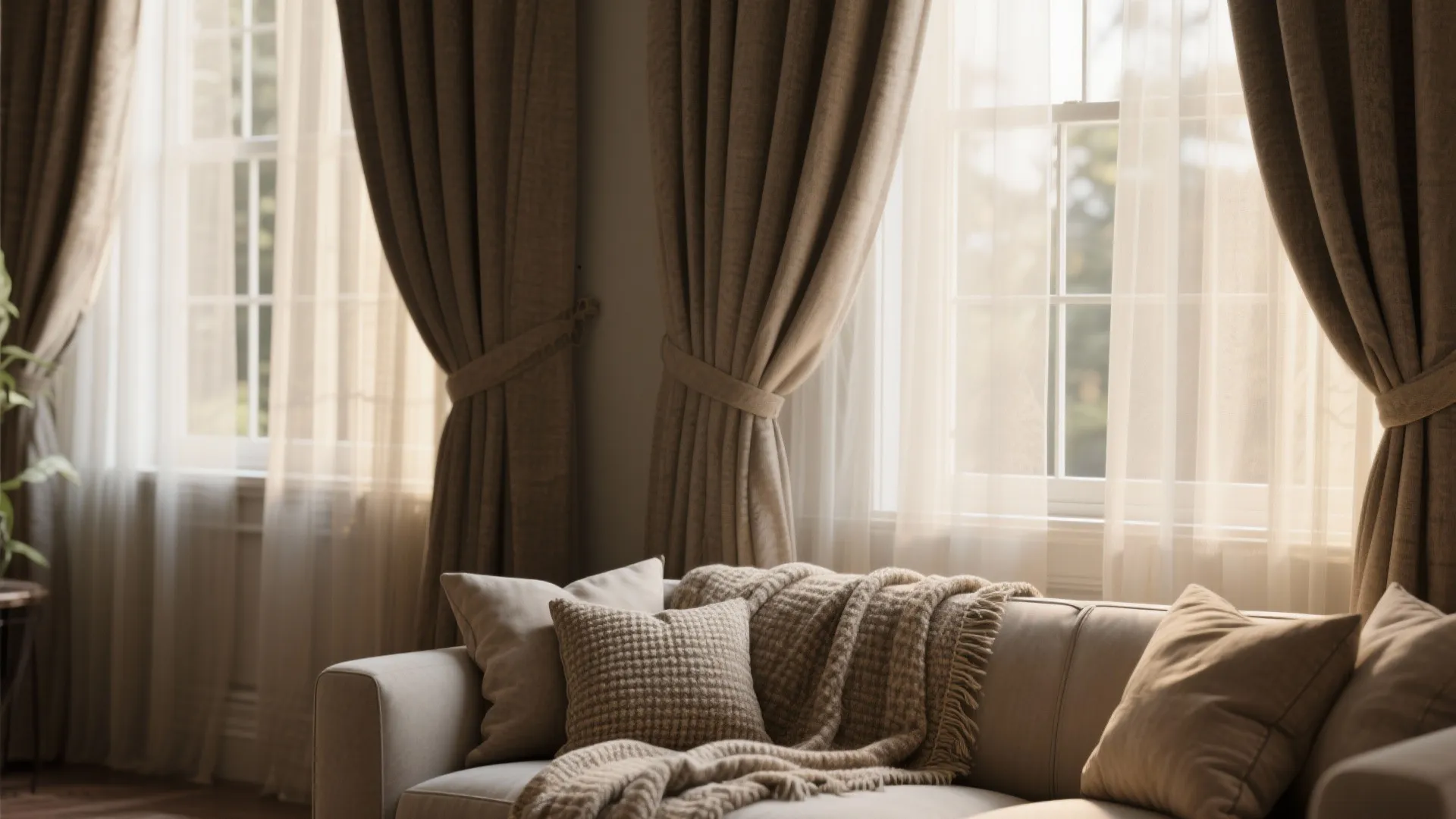 5. Balance with lush textiles and layered window treatments