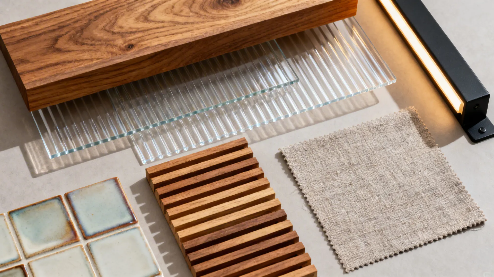 Open Shelving + Ribbed Screens: Layered Texture