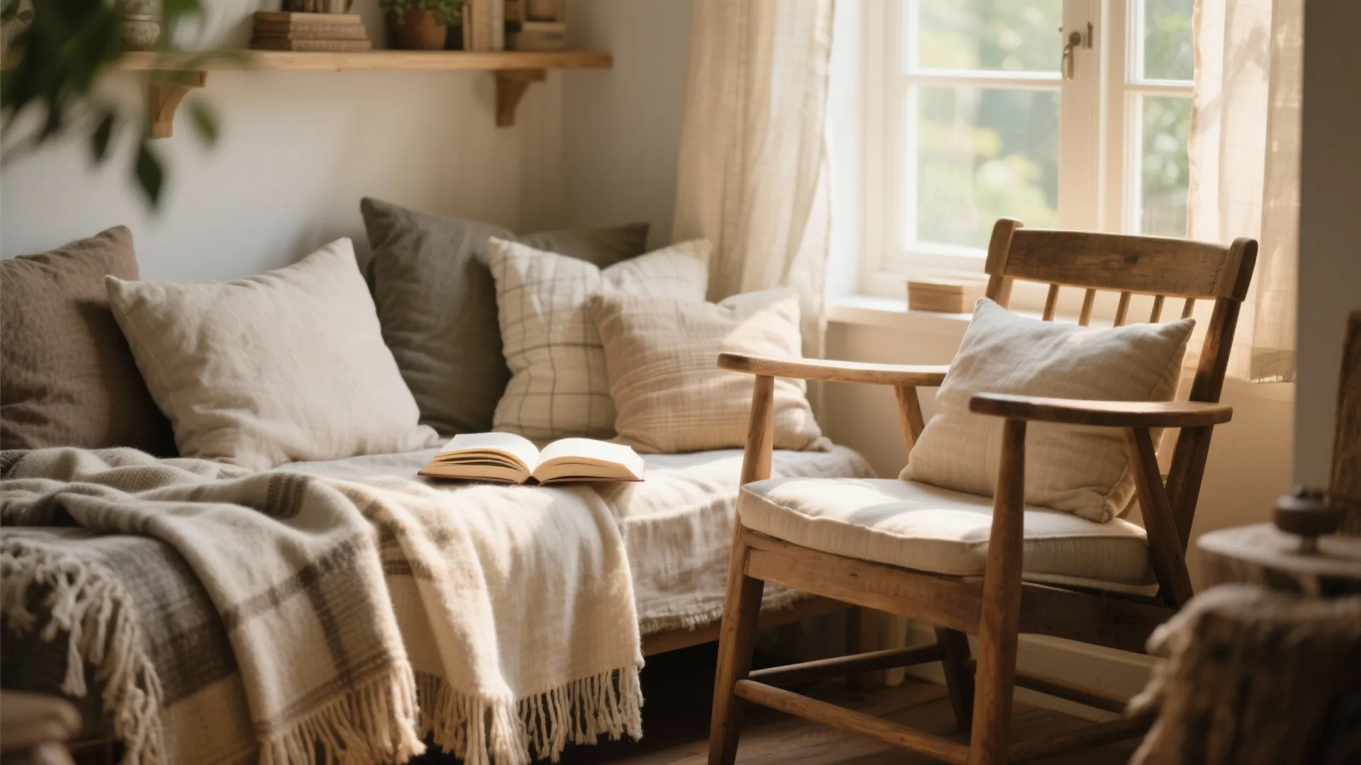 Reading nook with layered textures