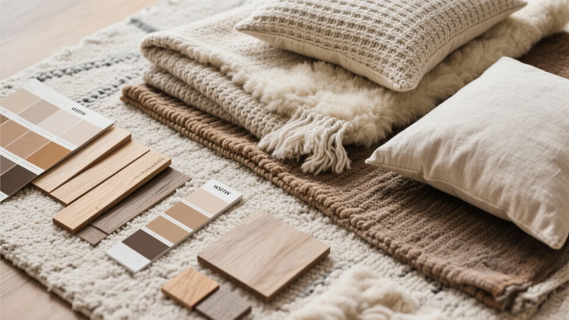 Layered fabrics and natural textures for cozy interior