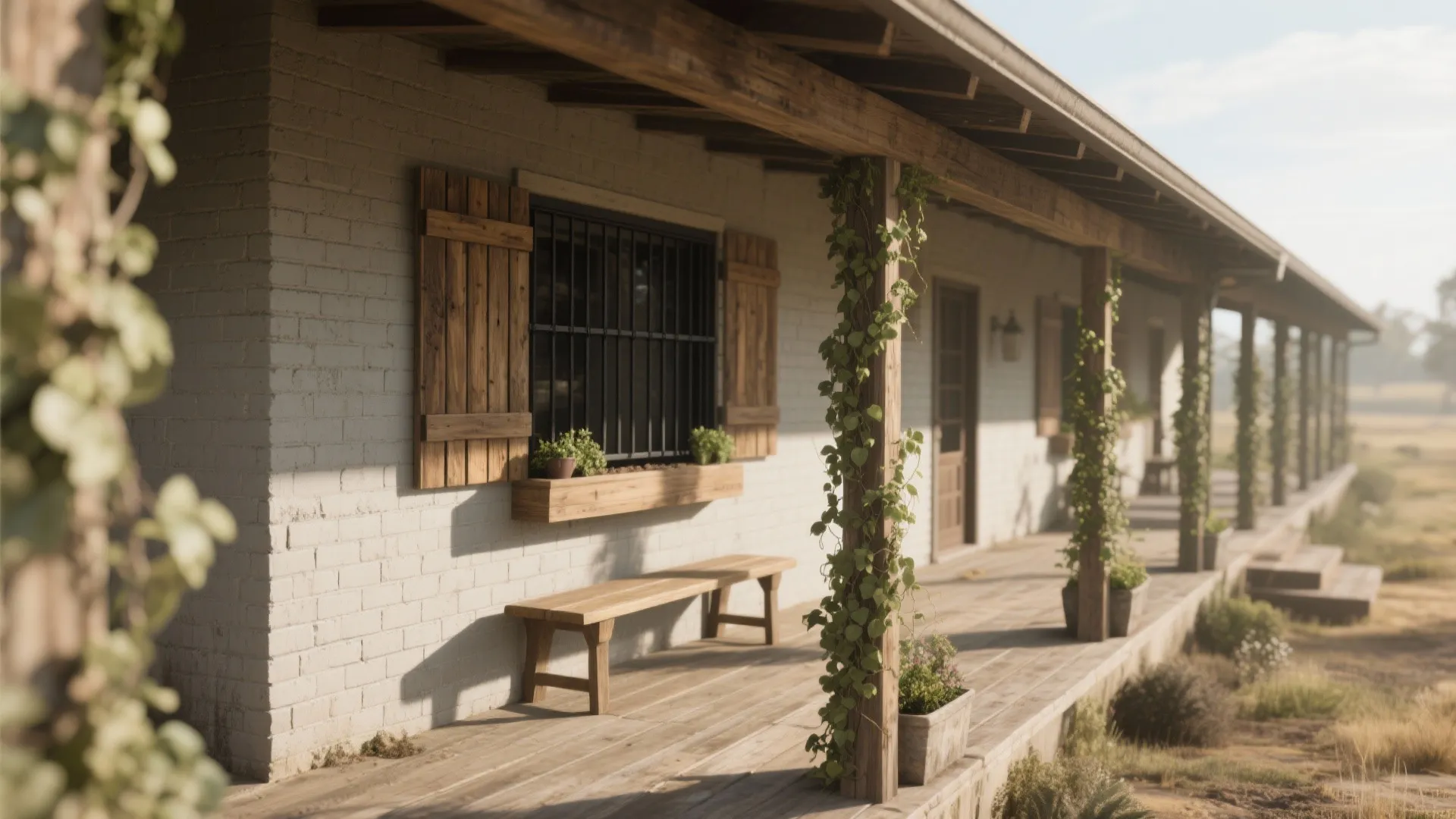 3. Layered Textures: Wood, Metal, and Greenery