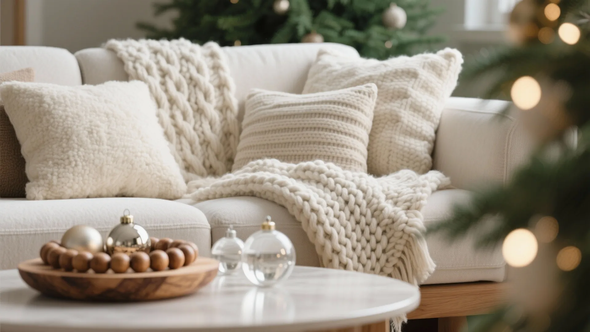 2) Layered Textures: Knits, Wood, and a Touch of Glass