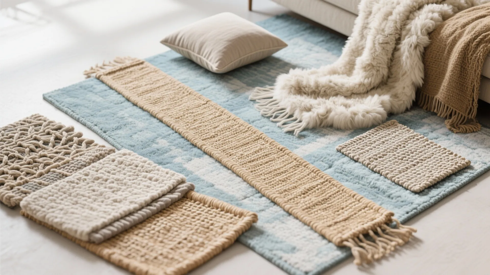 4. Layered textures: add sheepskin and woven mats