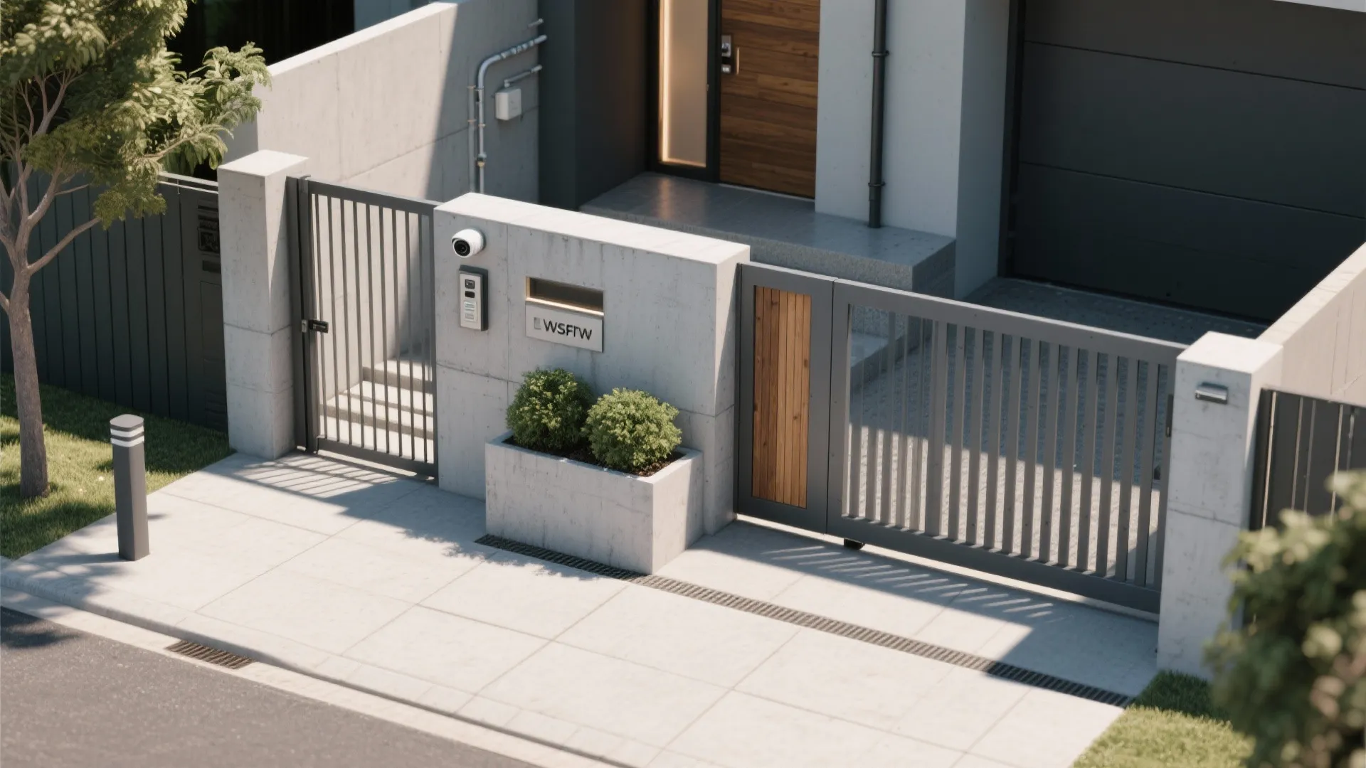 Layered thresholds: wicket gate, sliding car gate, and smart security