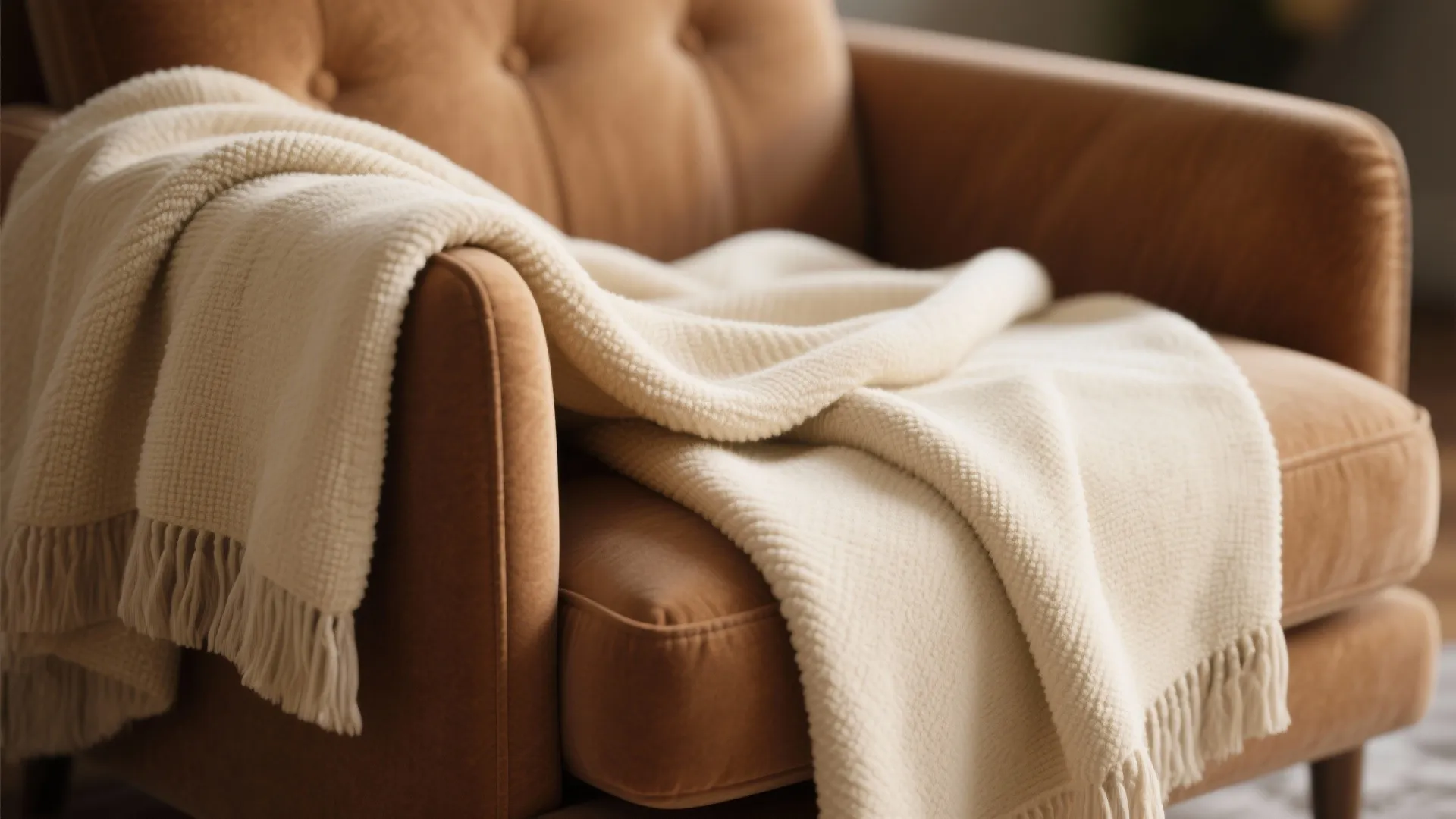 7. Cozy Neutrals with Layered Throws