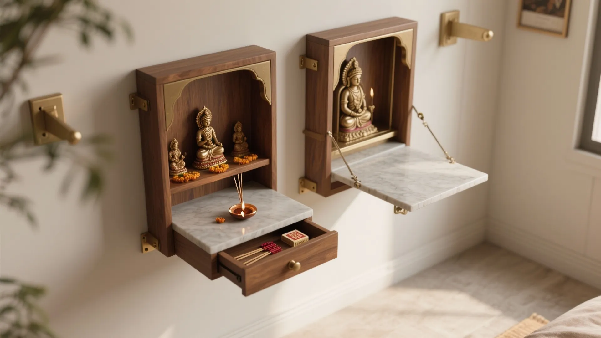 2. Layered Altars: Wall-Mounted and Fold-Down