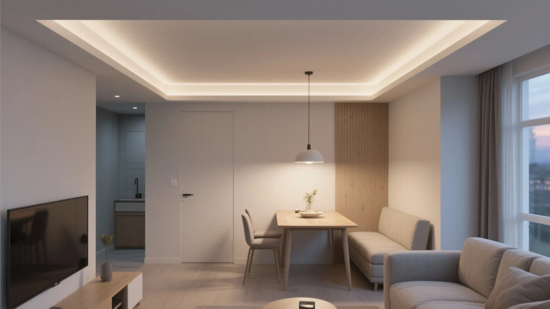 Layered Trays to Zone a Small Room