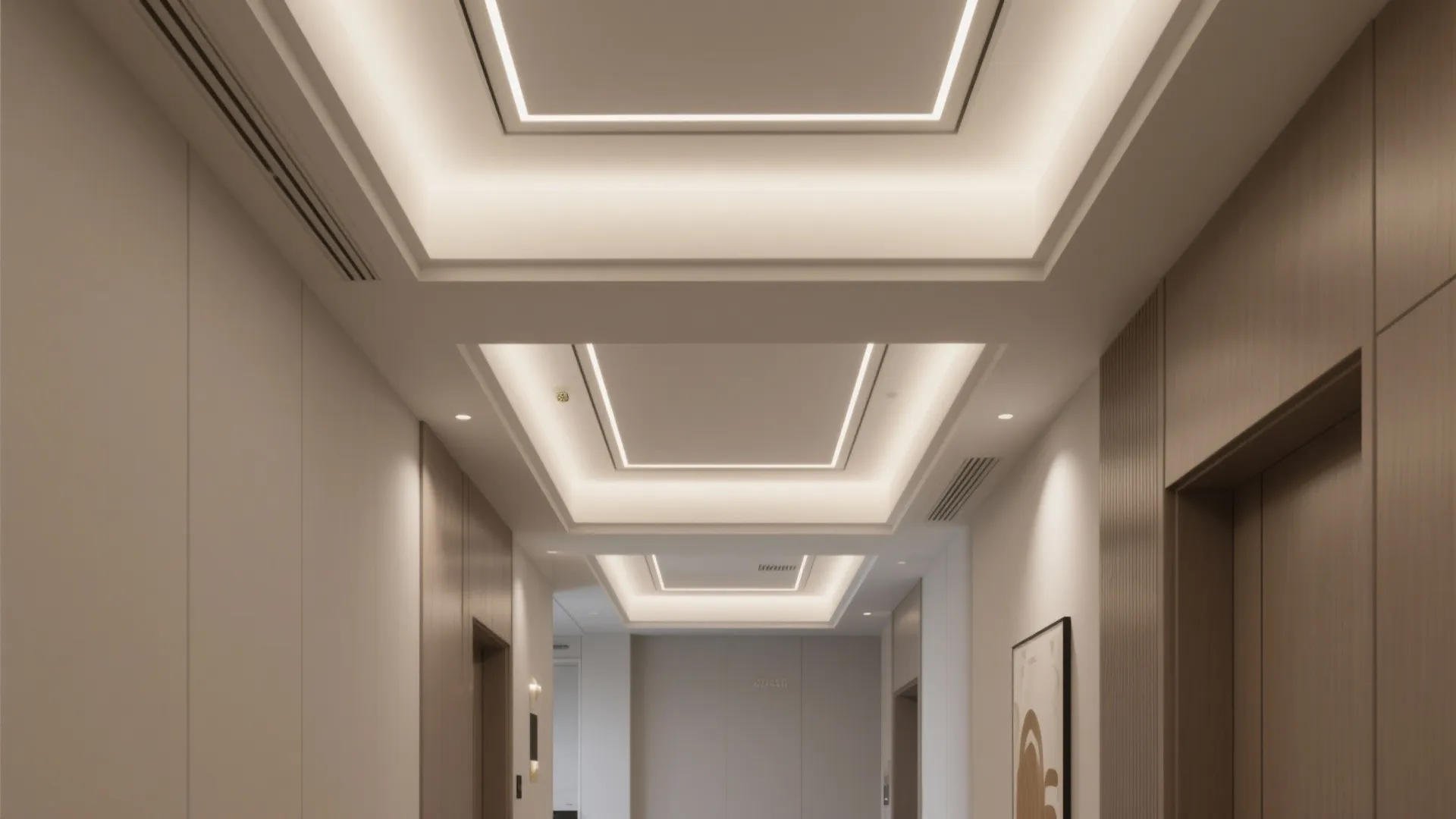 Layered tray ceiling with accent slots