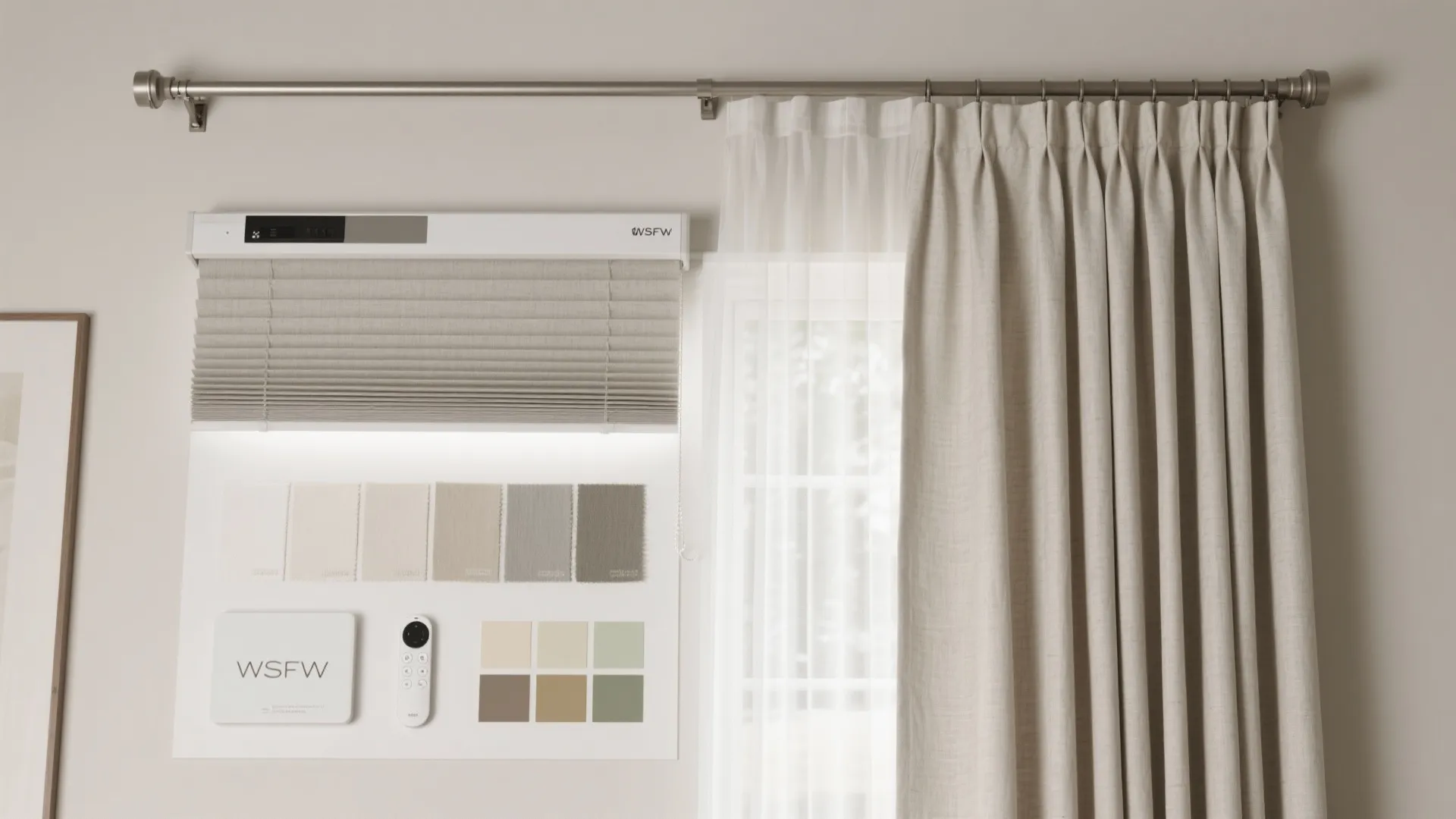 Layered window treatments: sheers, dim-out, and smart control
