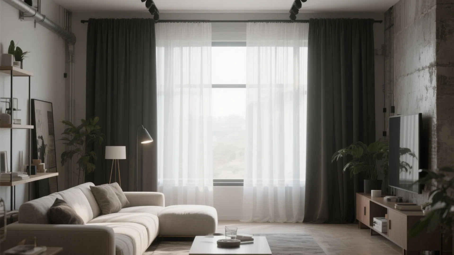 Layered White Voile and Blockout