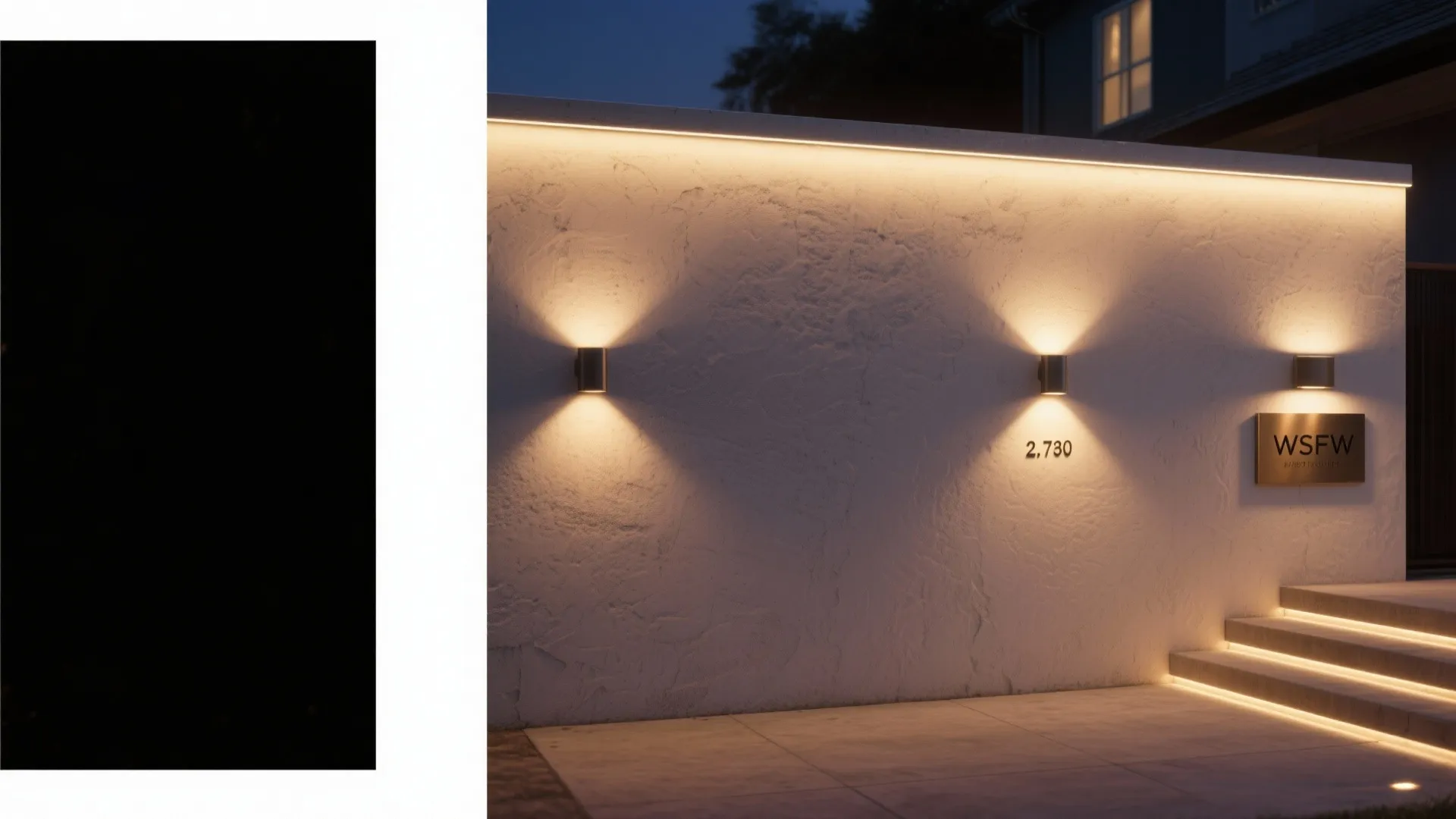 Nighttime Drama with Layered Wall Lighting