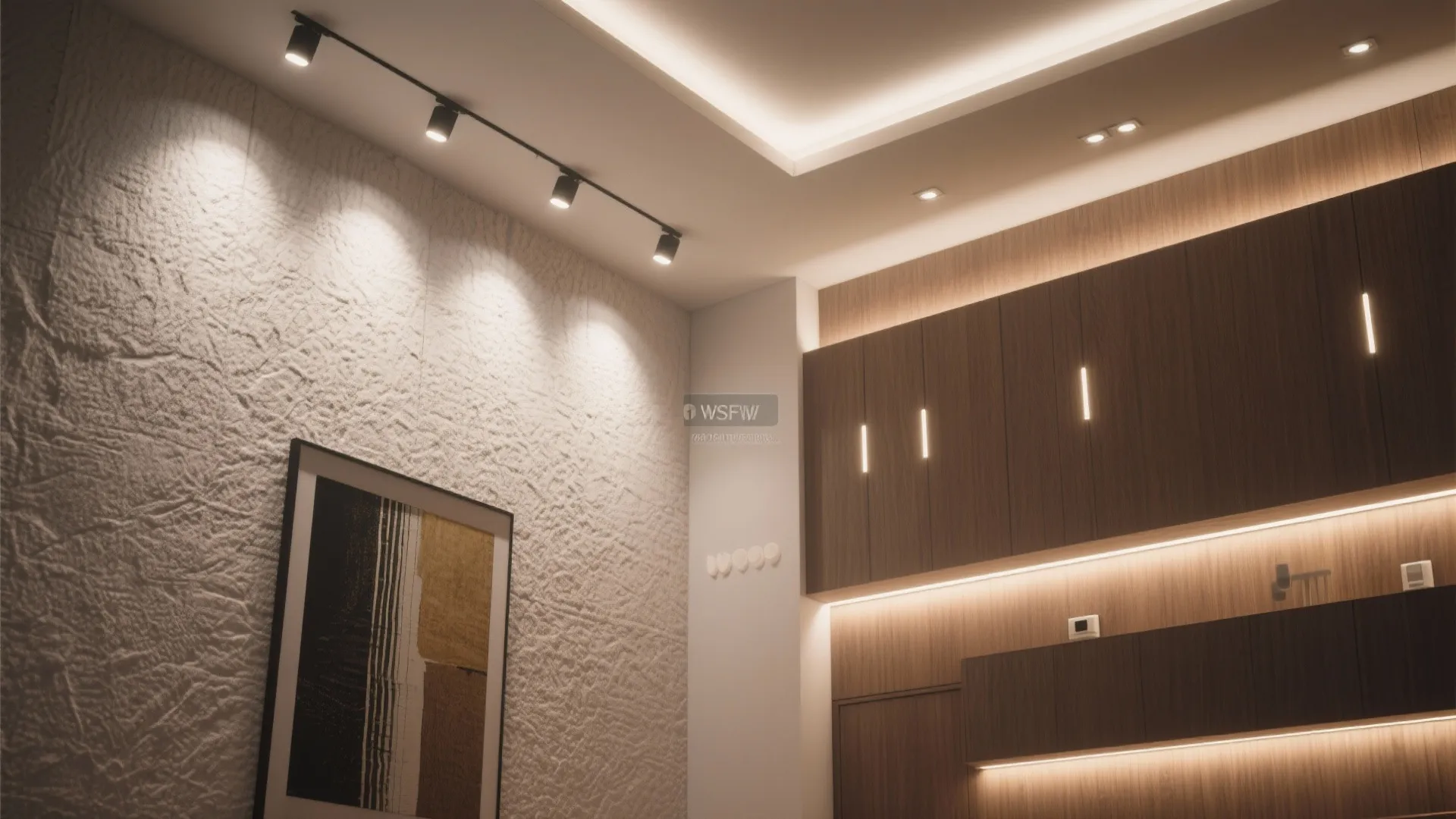 2. Layered lighting with recessed and wall washers