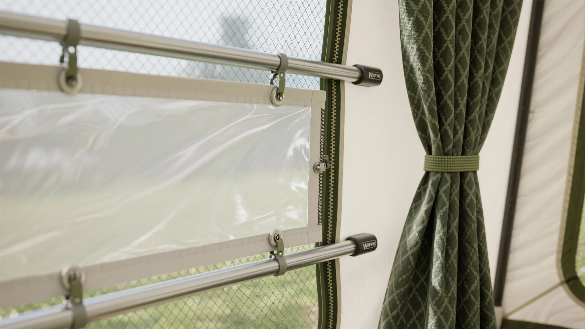 1) Layered side walls for on-demand privacy and light