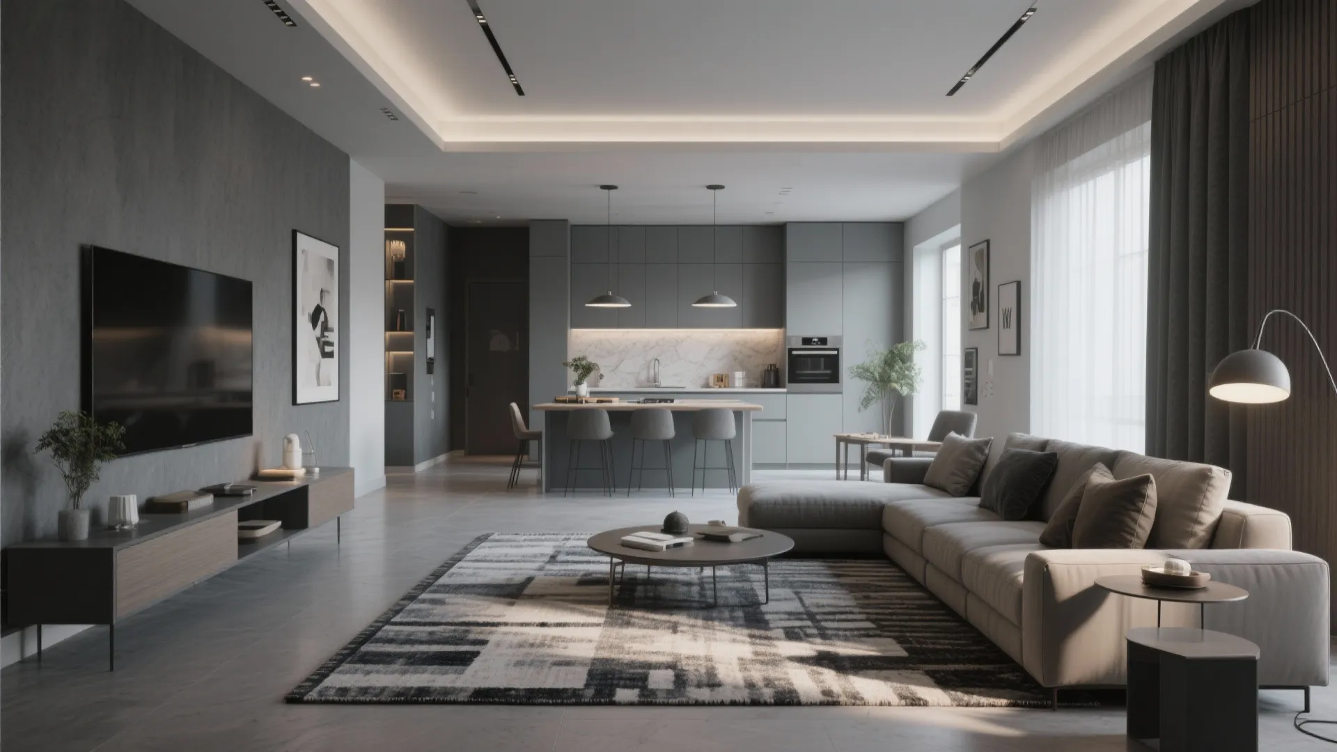 5. Define zones with rugs and furniture arrangement