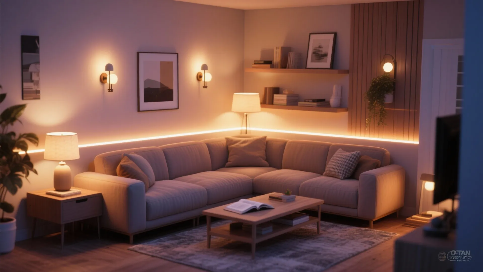 Layered Lighting Around the Sofa