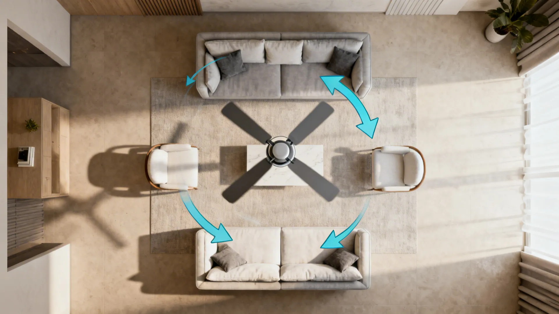 4. Factor in furniture layout and airflow direction