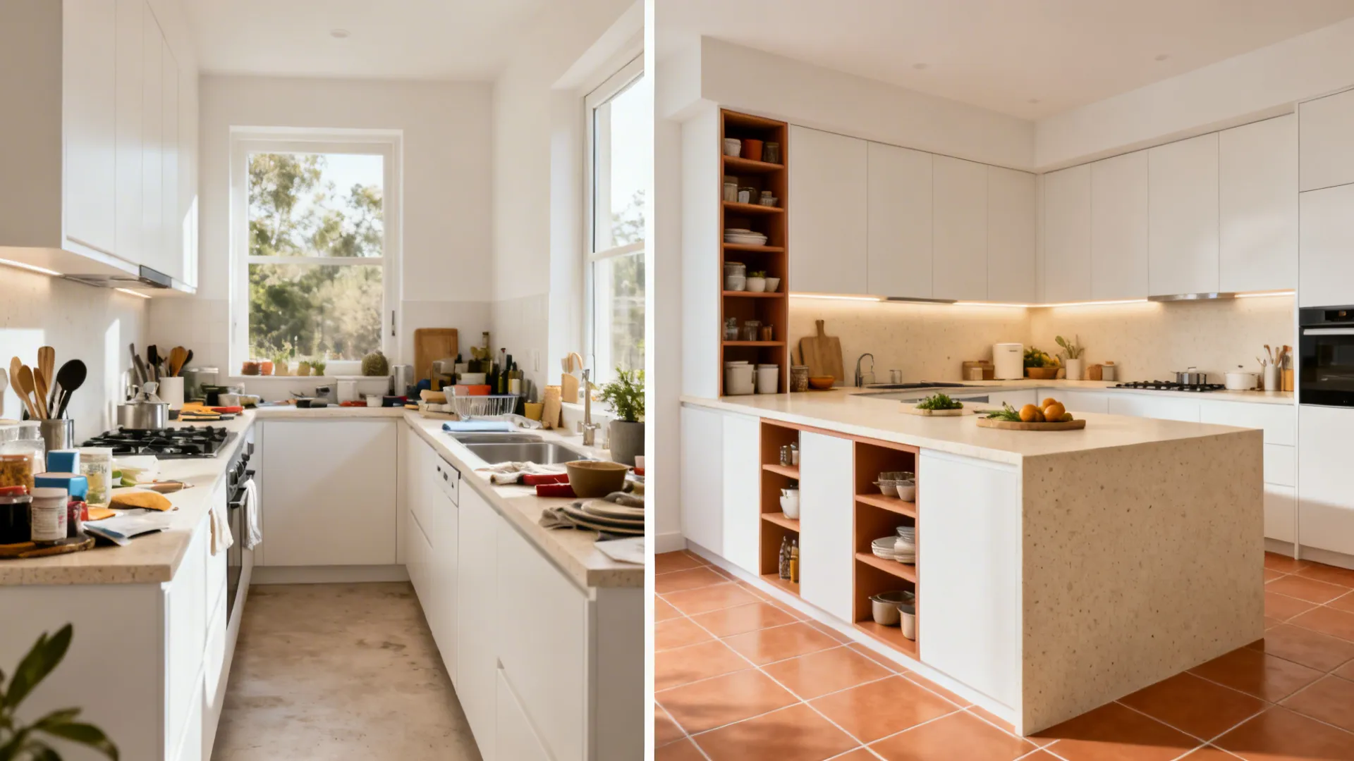 U- or L-Shape with Tall Storage: Small Space, Big Function