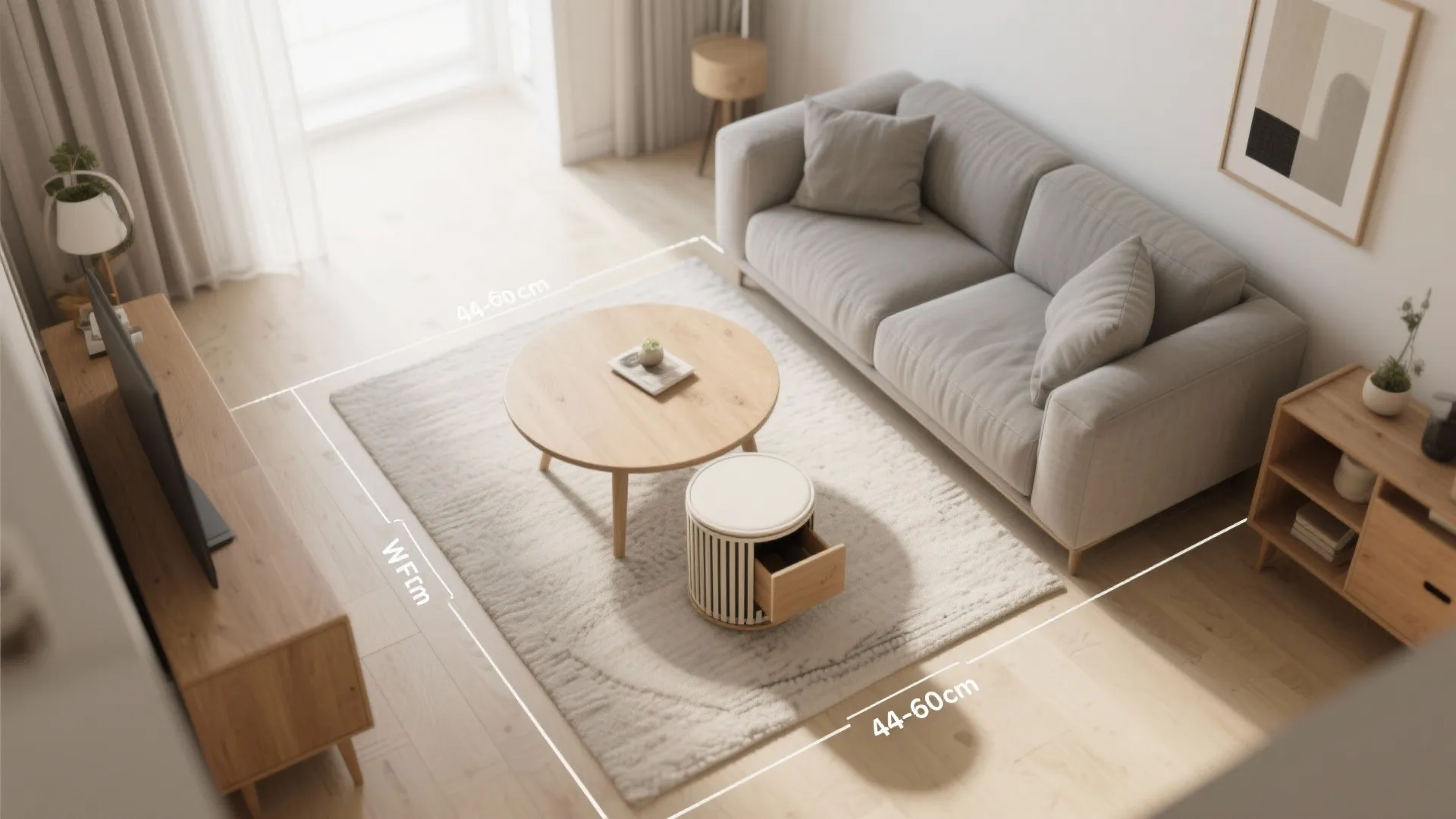 Minimal round tables with hidden storage