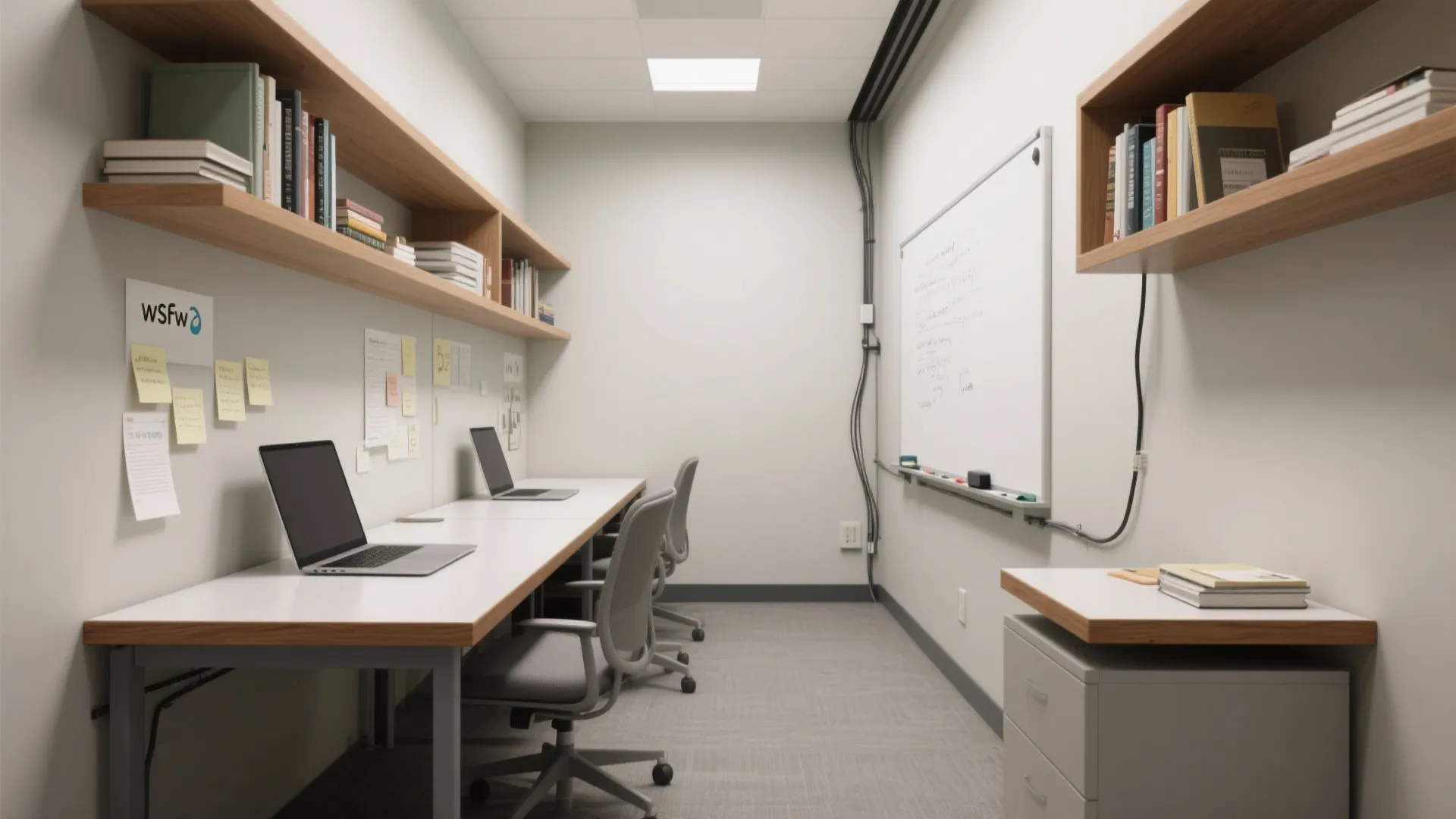 L-shaped small study layout