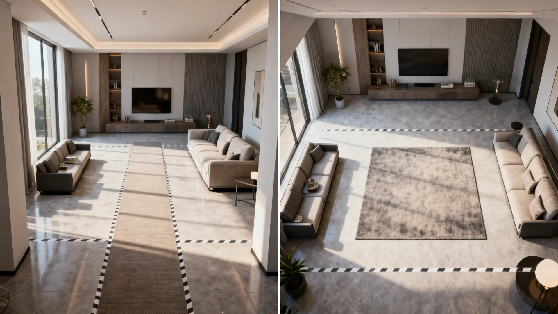 4. Consider rug size relative to room layout