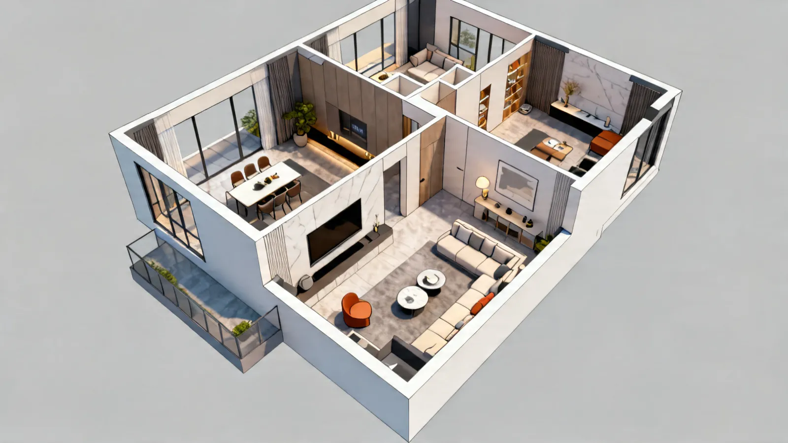 Ilustrasi tata ruang rumah mewah modern