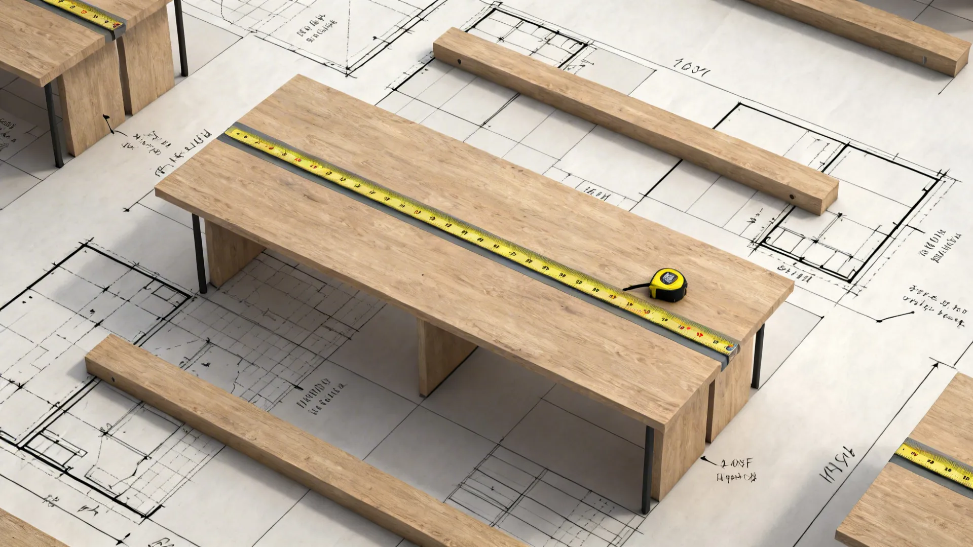 Top-down layout sketch for measuring table width and arranging low-profile centerpieces