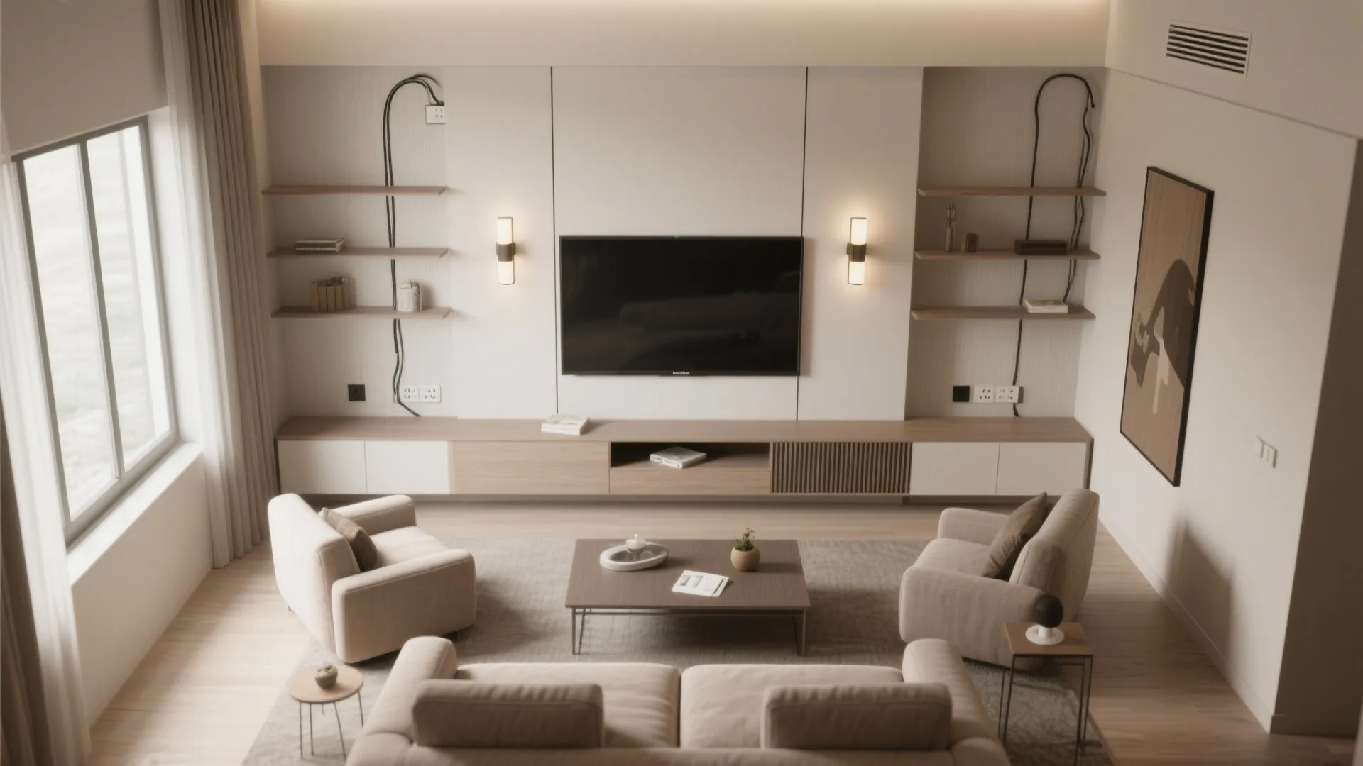 Balanced Layout: Distances, Heights, and Symmetry