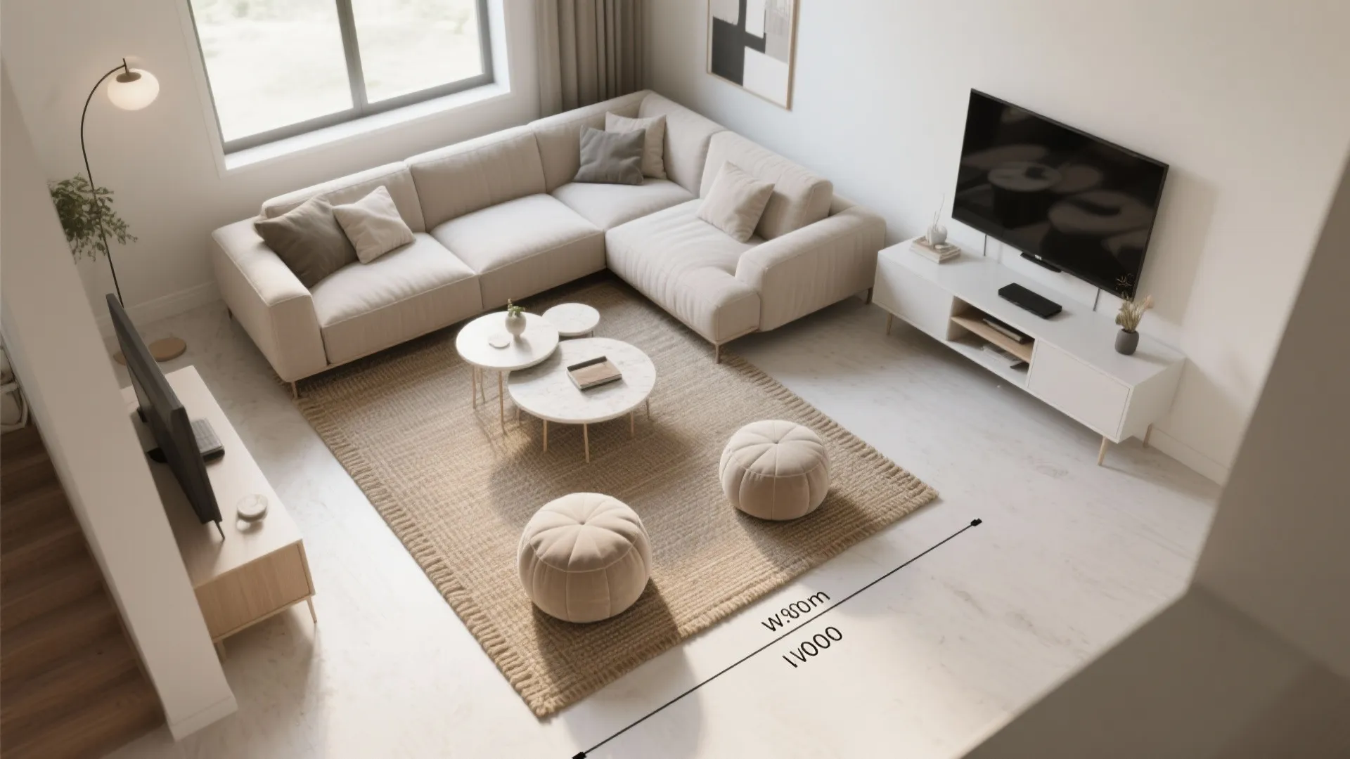 L‑shaped seating and flexible tables