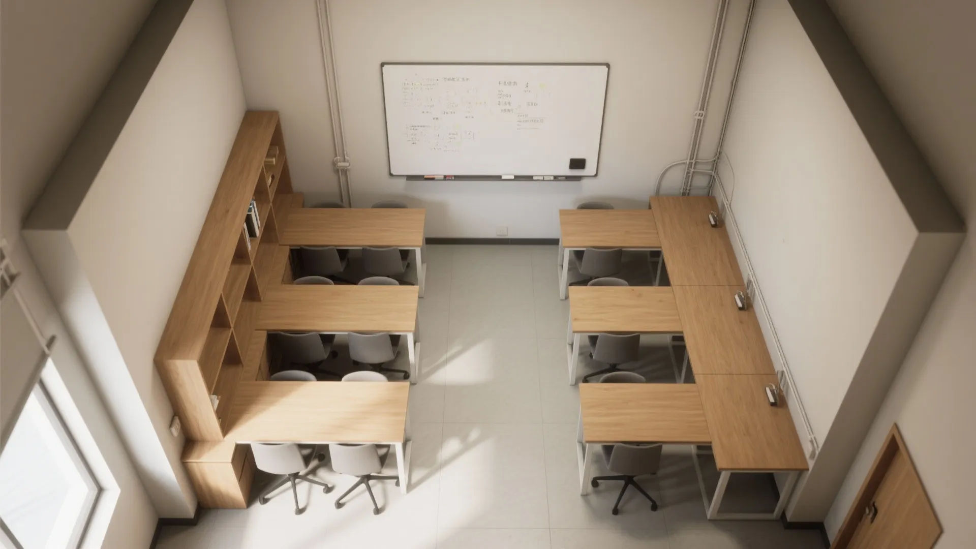 L-shaped small study layout