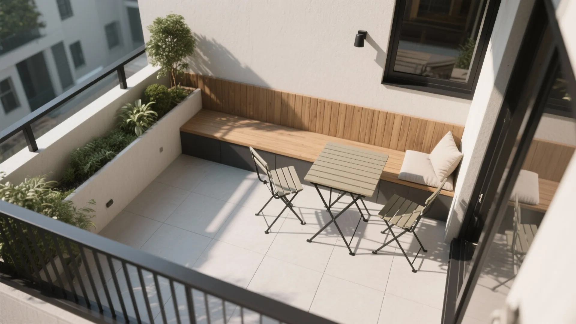 Built-In Benches and Fold-Down Tables