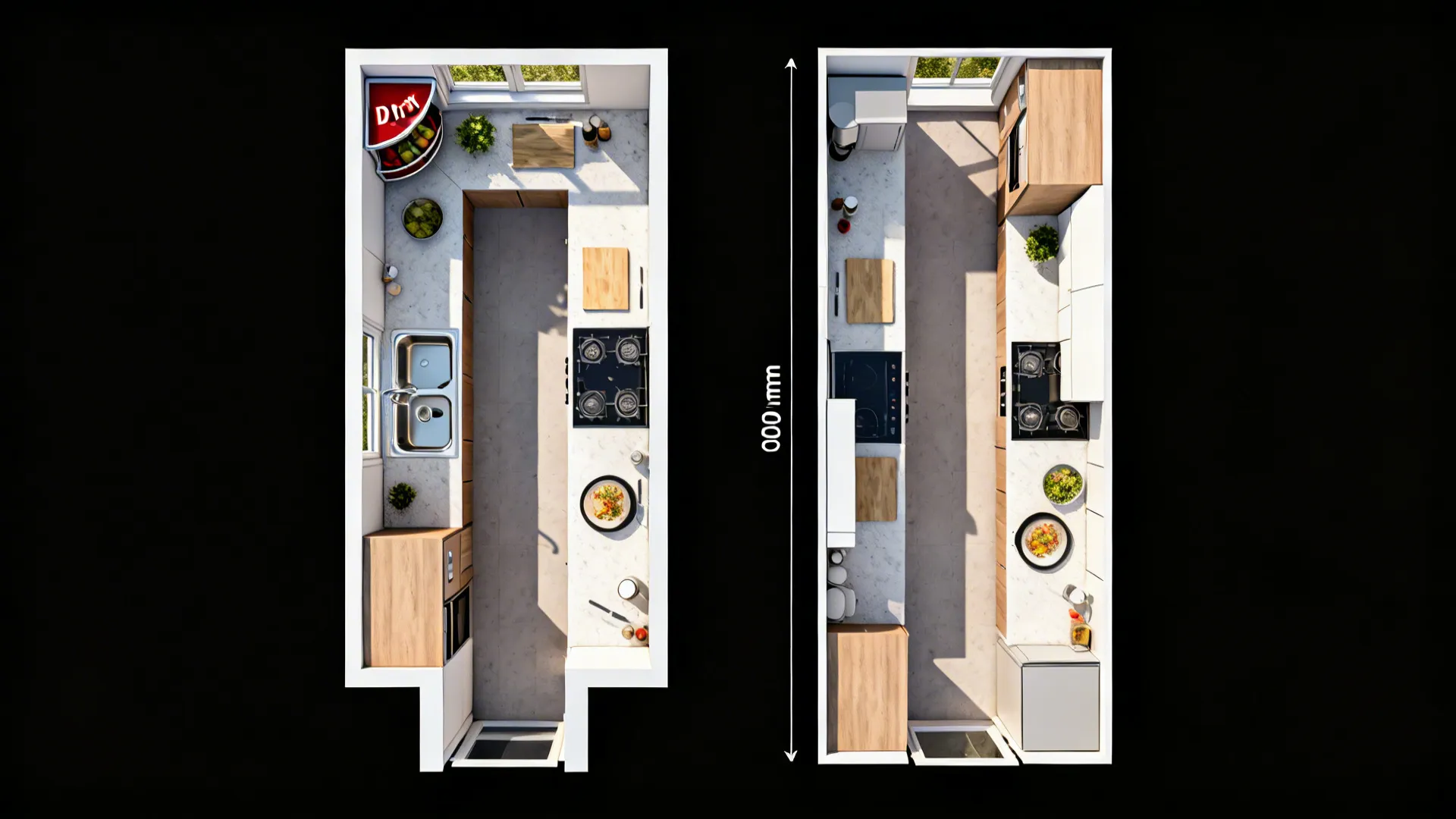 Space-smart layouts: L, parallel, and corner solutions