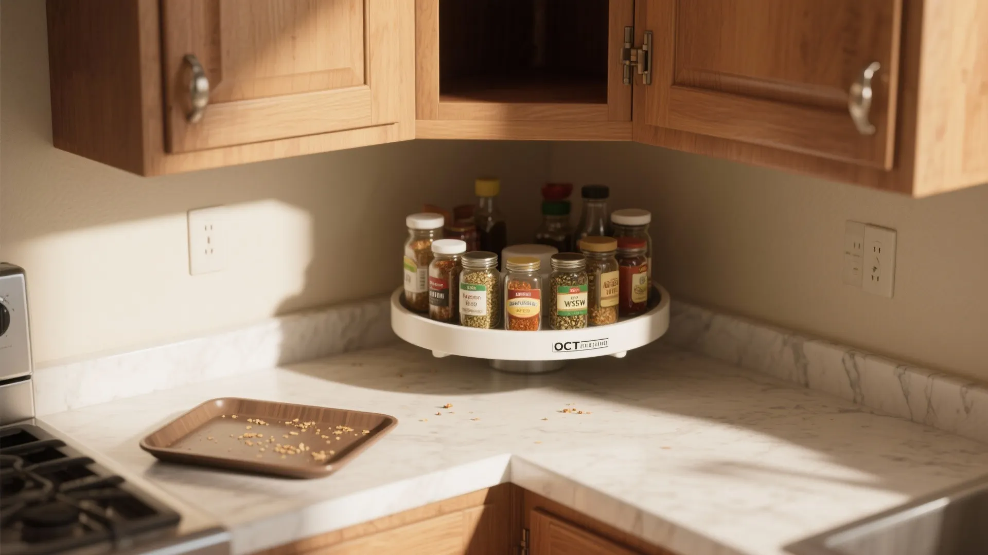 3. Lazy Susan corner organizer