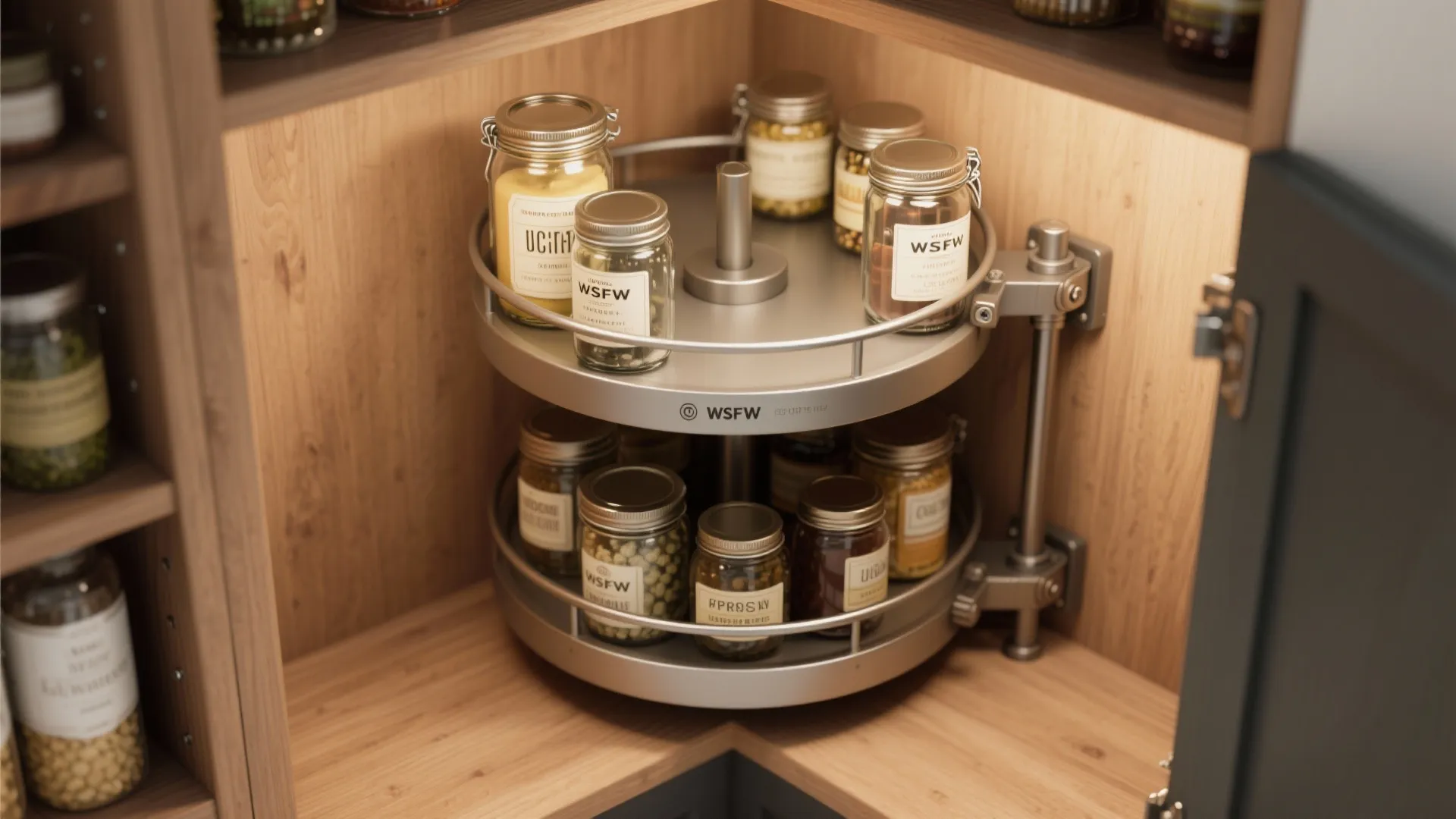 4. Lazy Susans and tiered organizers for corners