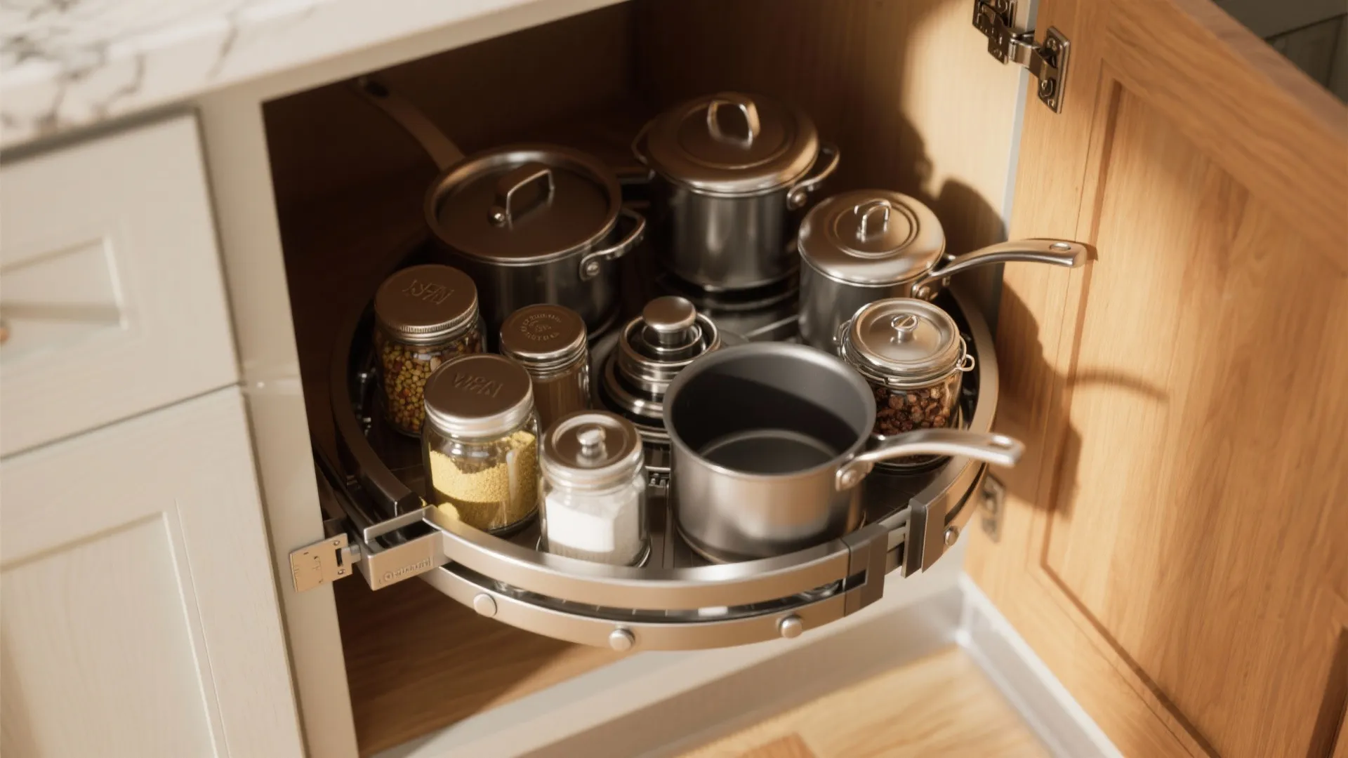 1. Built-in Lazy Susan or Pull-Out Carousel