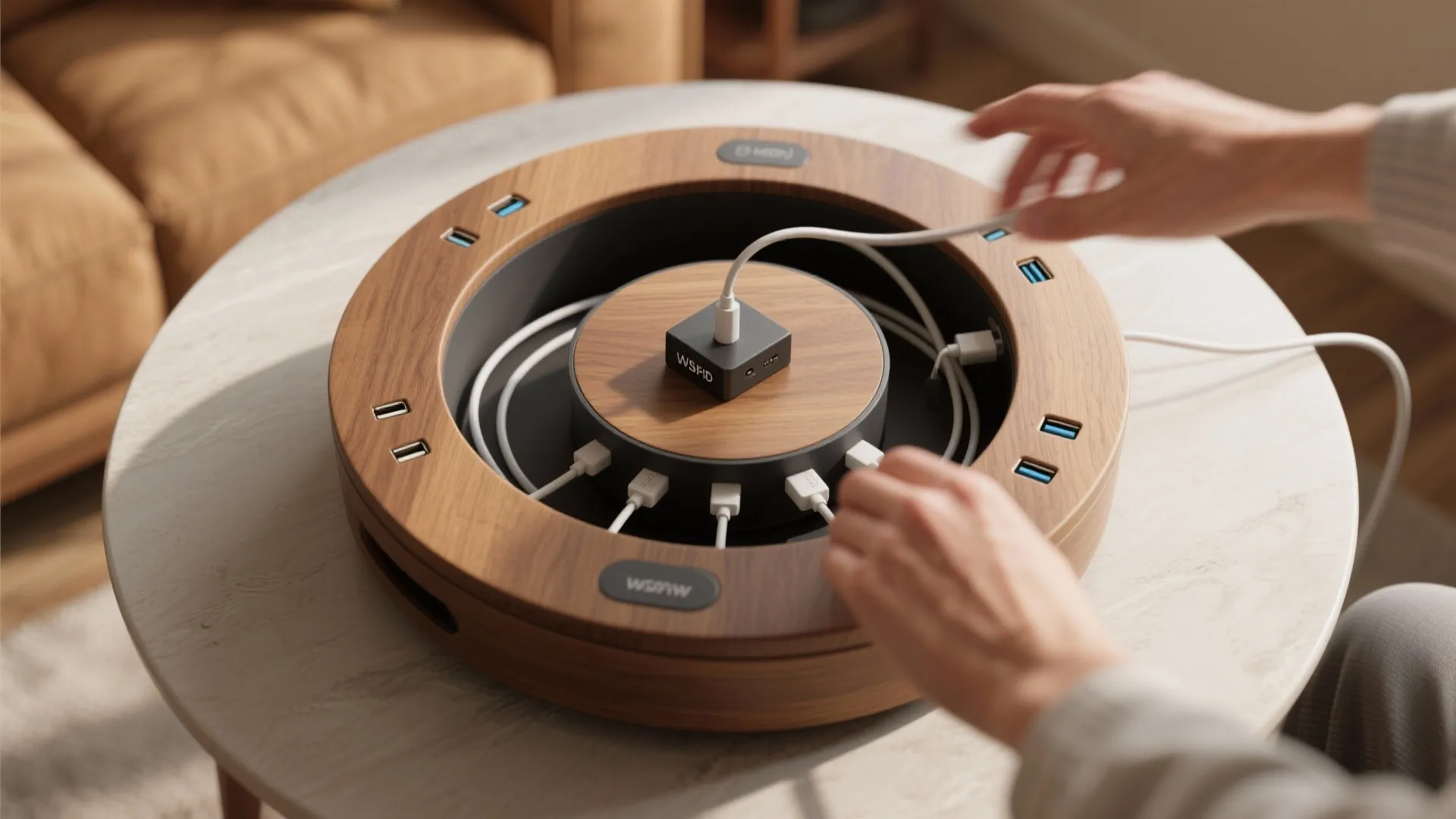 Inspiration 3: Rotating multi-port hub inside a lazy susan