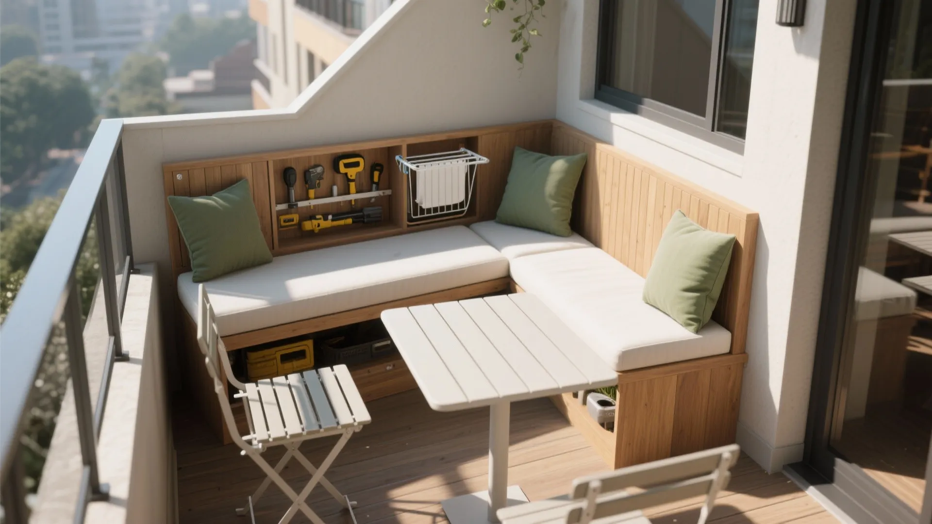 L-Shaped Bench with Hidden Storage