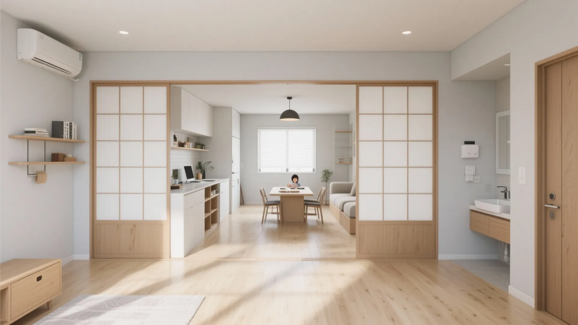 リビング中心の動線計画で5LDKが機能する（動線規劃×日式風格）