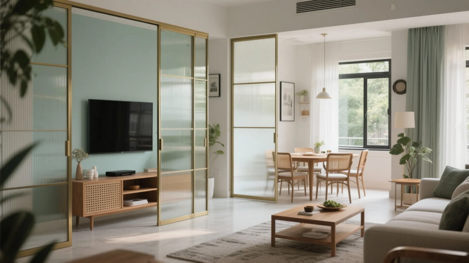 Living–Dining Zoning with Sliding Partitions