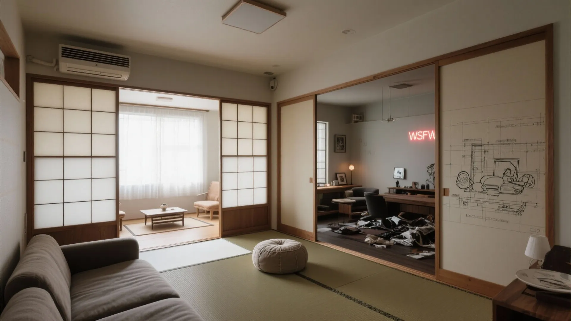 Tips 3: 和室を“静”に、LDを“動”に分ける日式風格のゾーニング（日式風格×間仕切り）