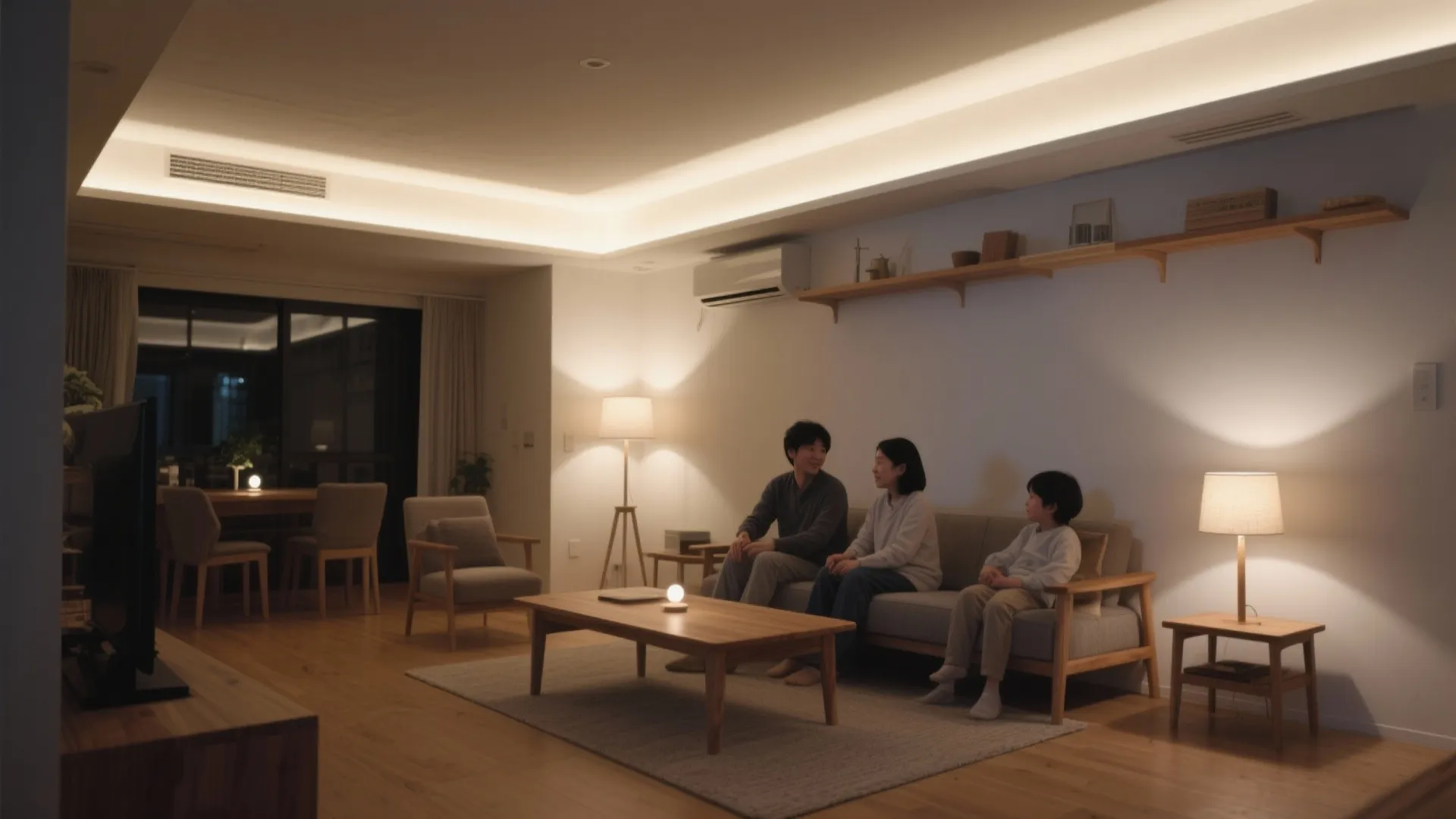 照明は“面＋点＋陰影”：天井だけに頼らない