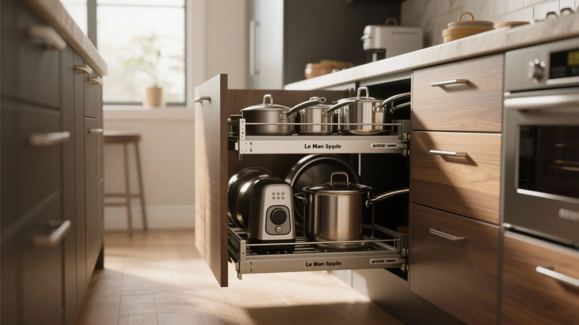 3. Swing-out trays (Le Mans style)