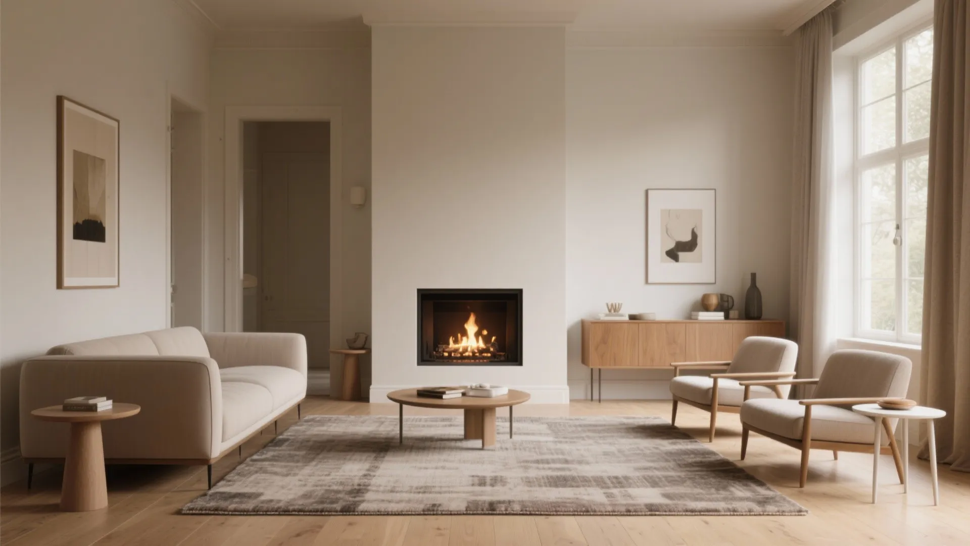 1. Lean into the fireplace as the anchor