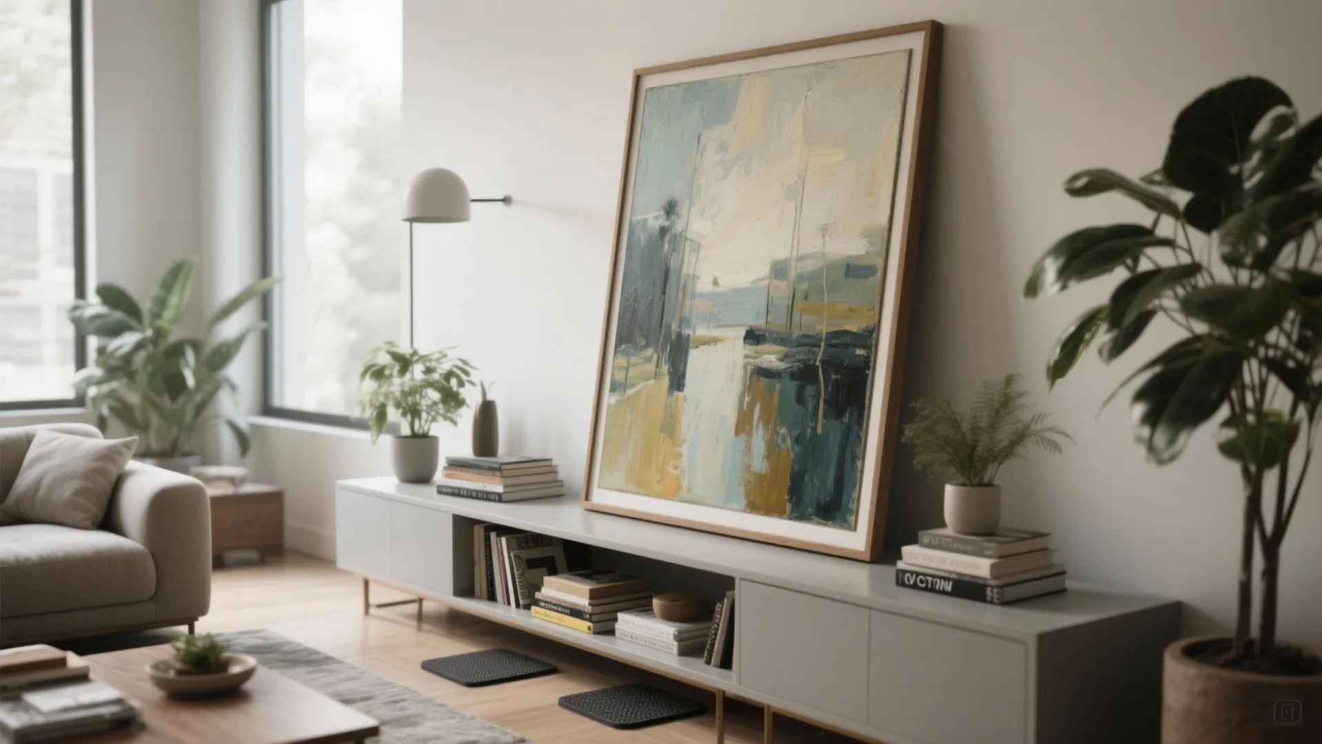 4. Leaning Art and Low-Slung Placement