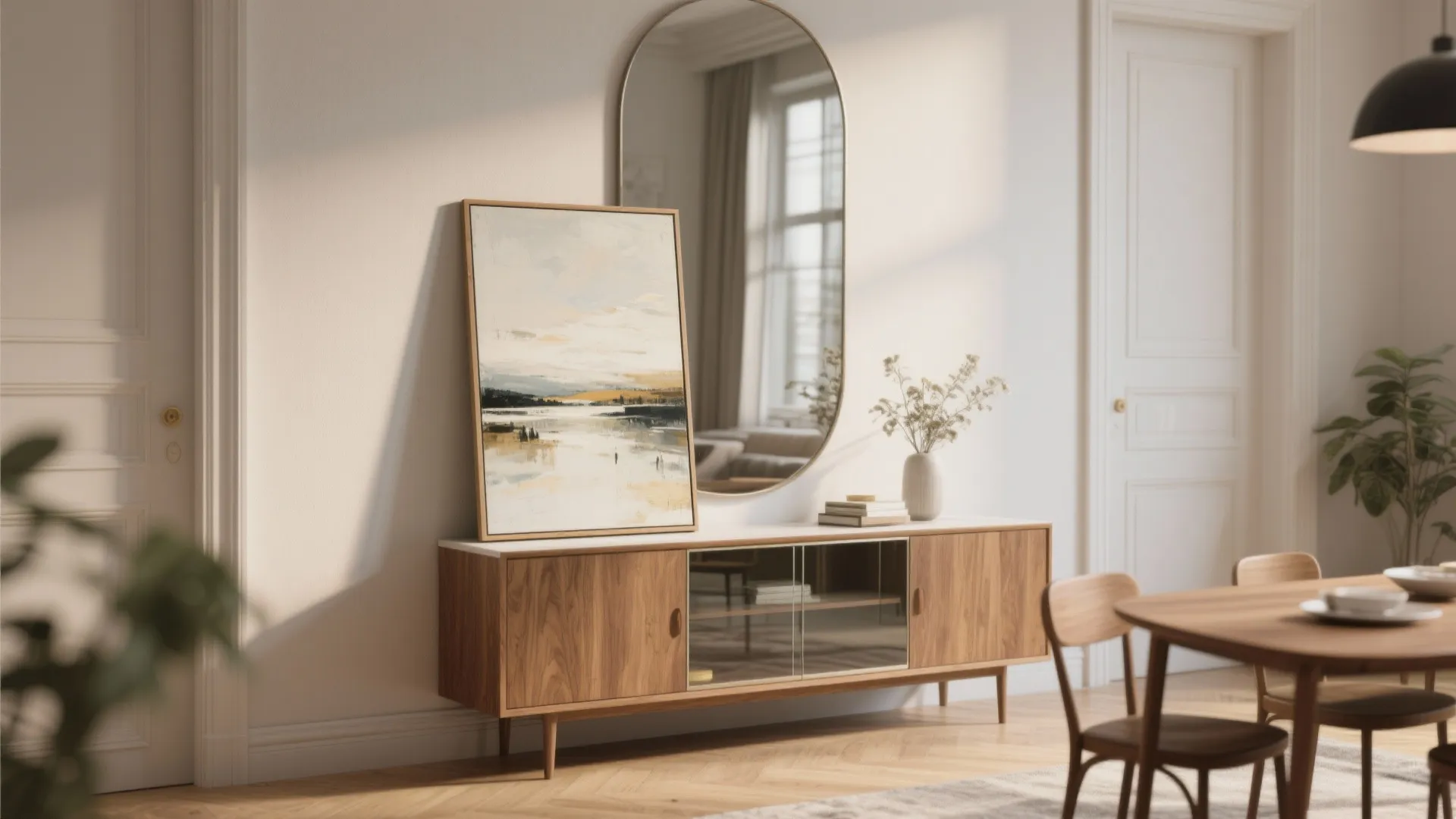 4. Leaning Art and Mirrors Combo