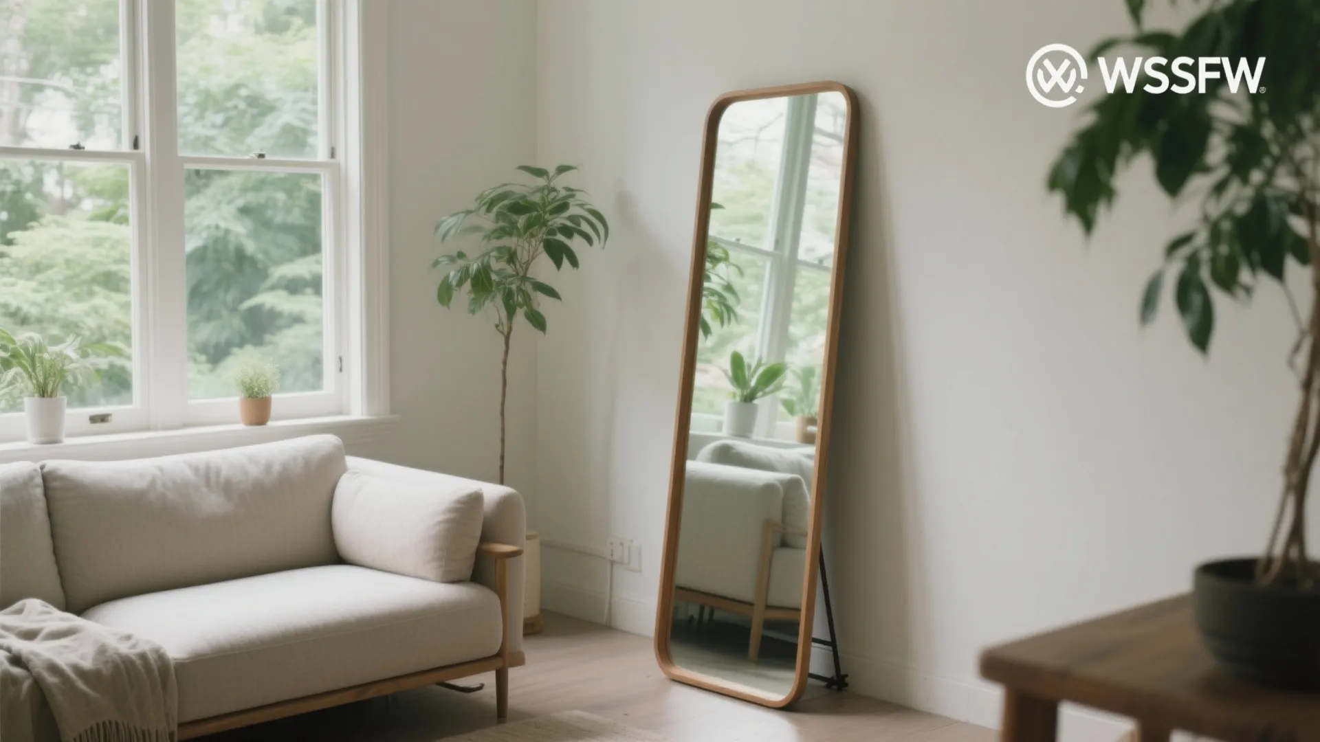 Lean a Large Floor Mirror Behind a Sofa or Console